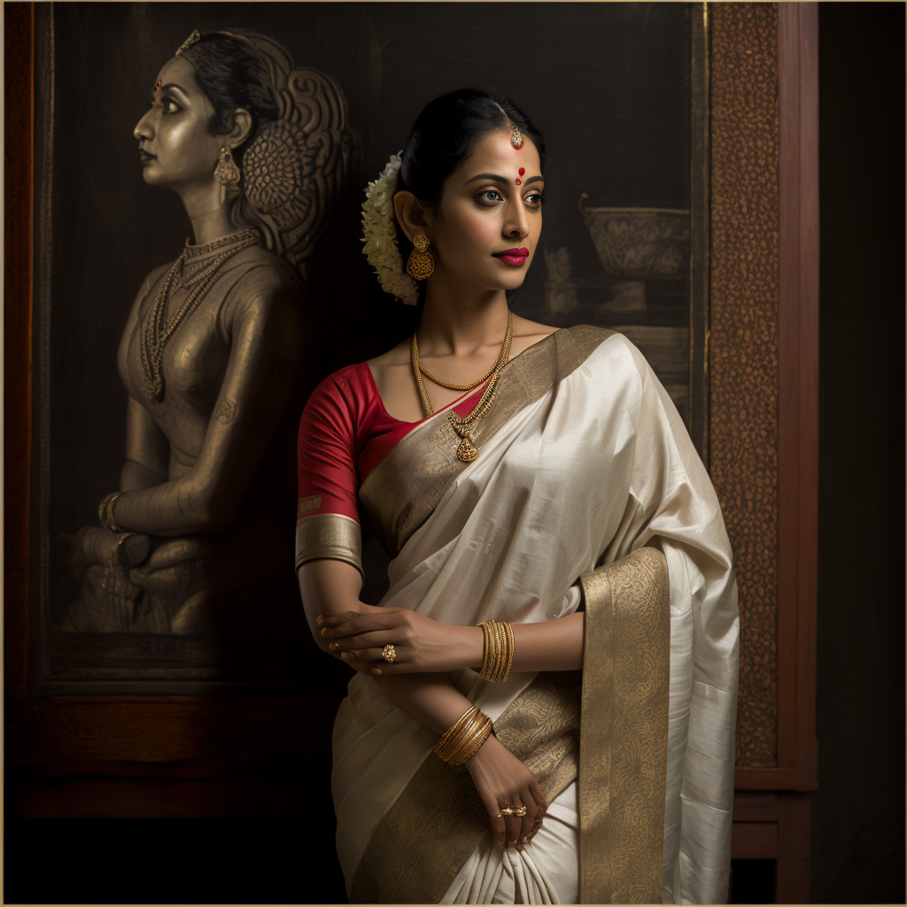 A woman wearing gracious pure Banarasi cotton silk saree portraying comfort and excellence