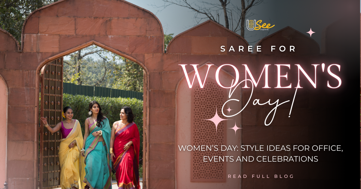 Women wearing colorful sarees celebrating Women’s Day style ideas for office events and celebrations
