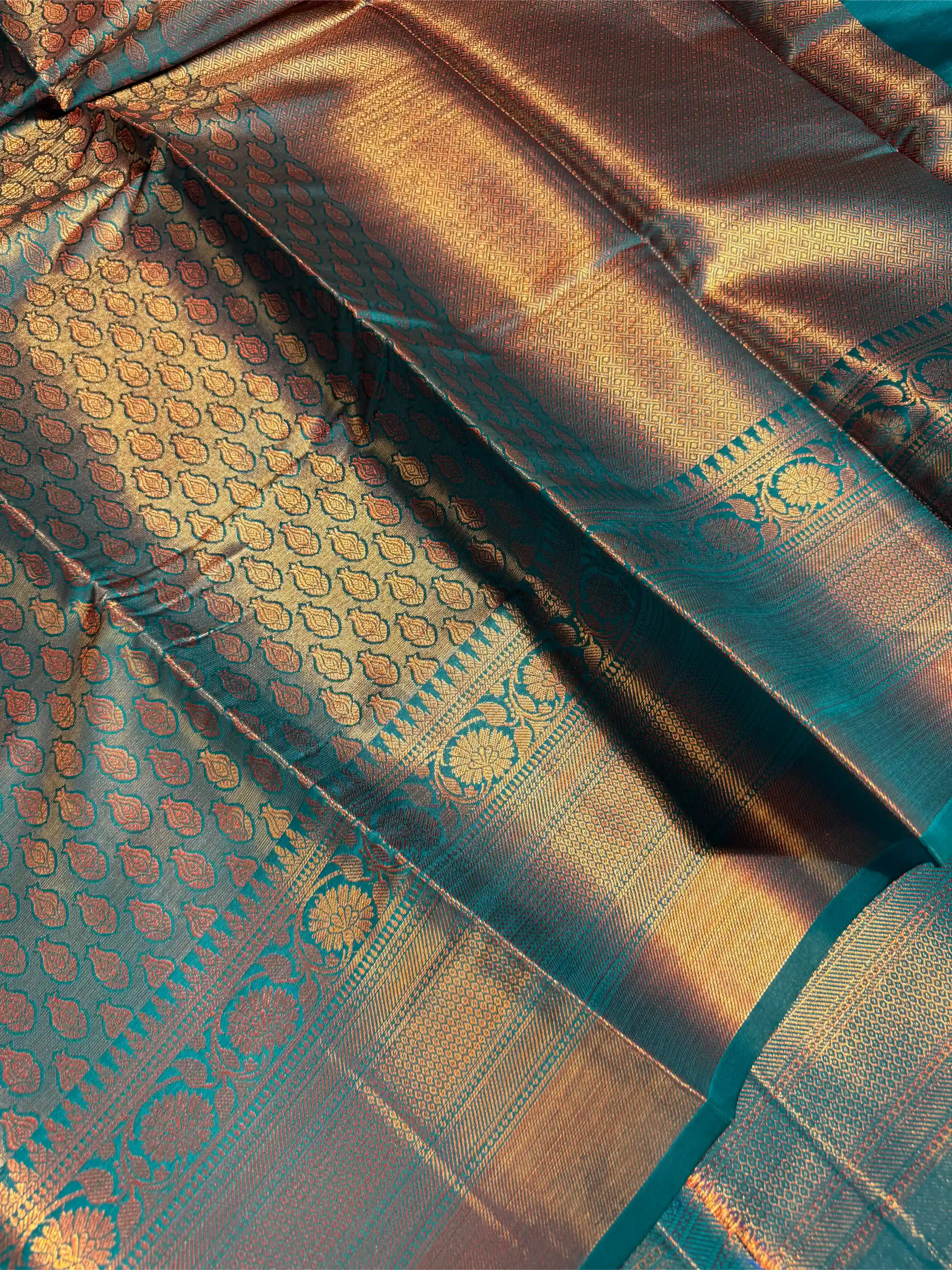 Aqua Blue Softsilk Copper Zari Weave Banarasi Saree