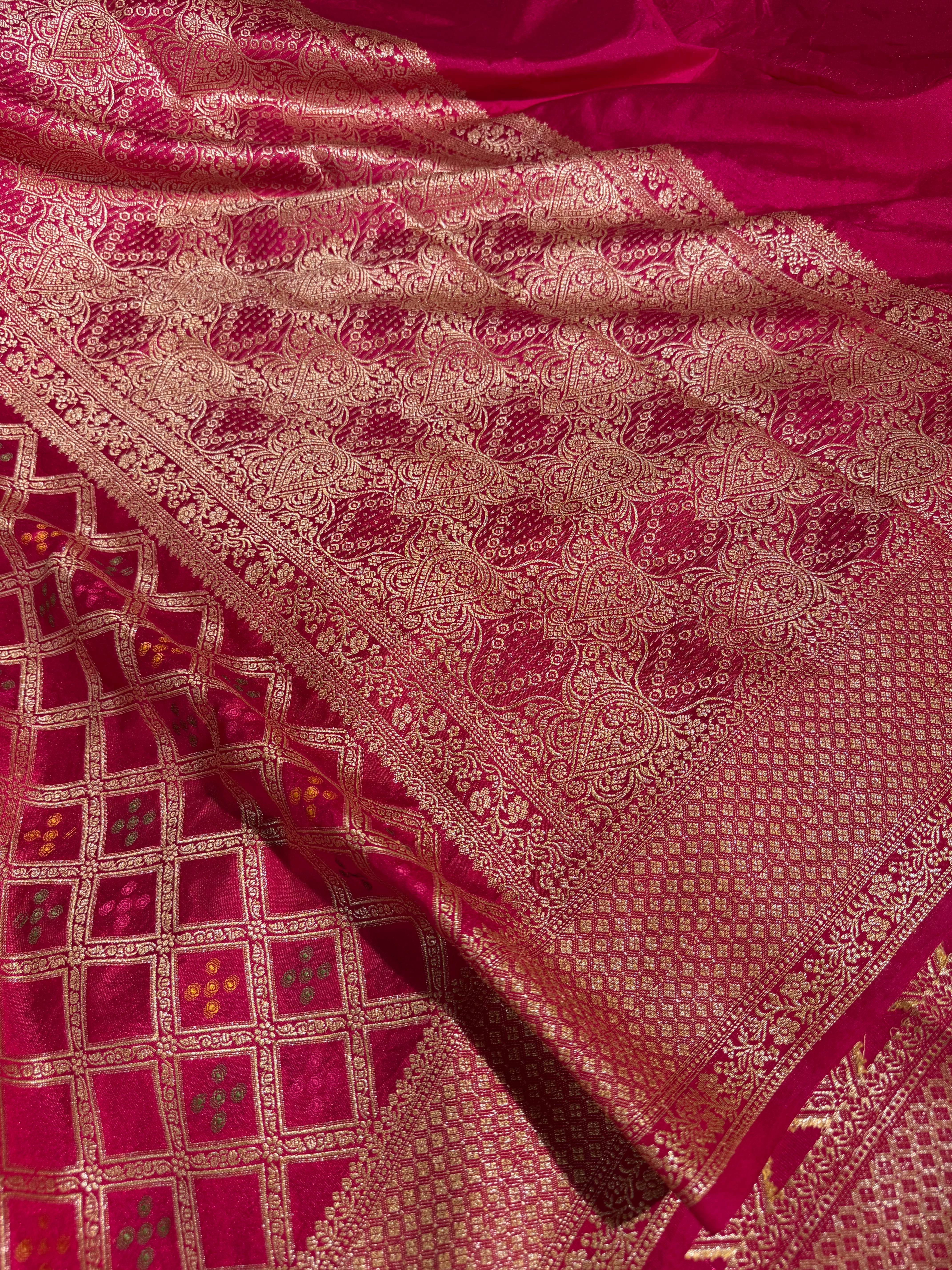 Rani Pink Soft Georgette Silk Bandhani Saree