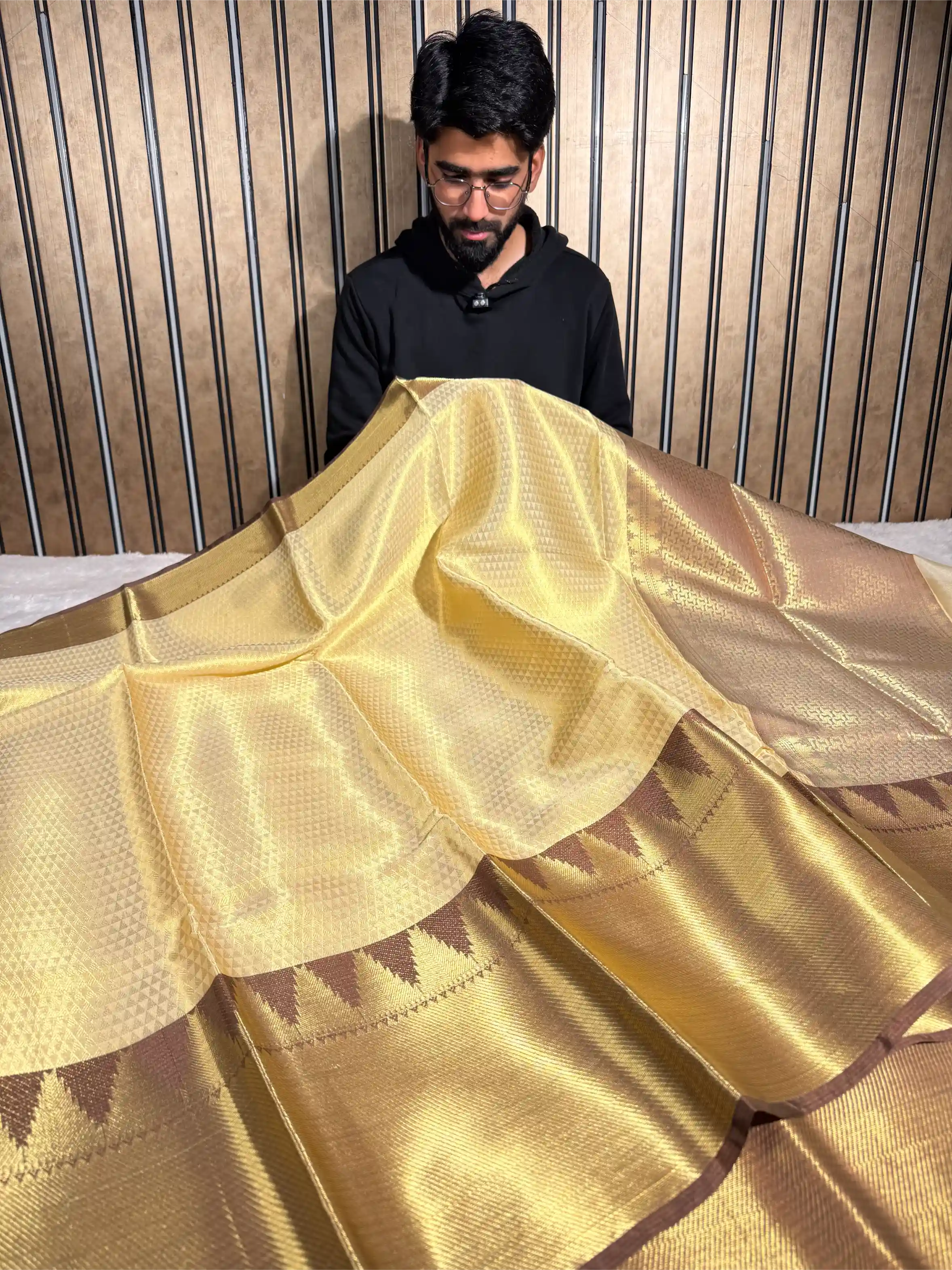 Light Golden Tissue Silk Traditional Banarasi Saree