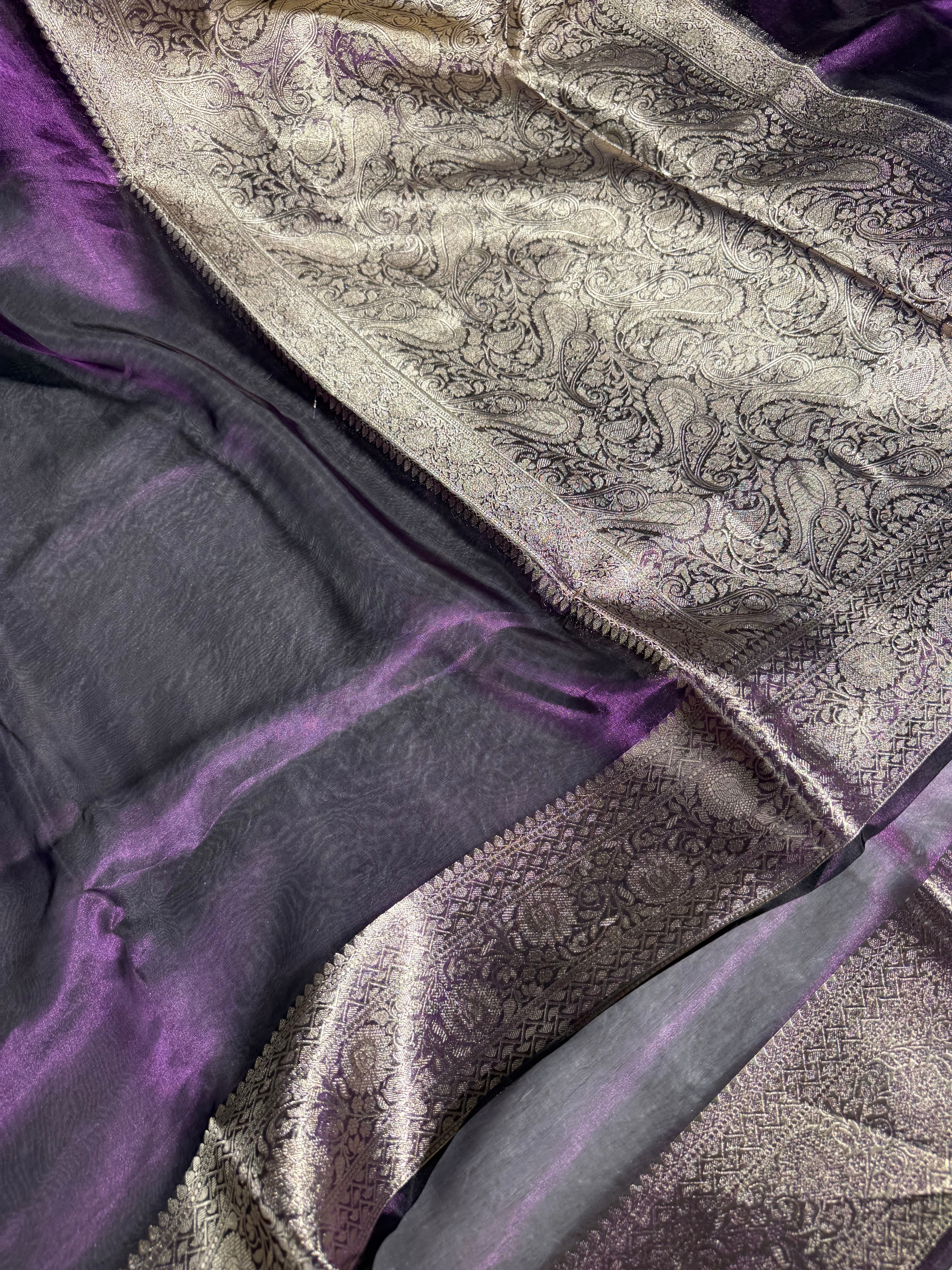 Rare Baigani Pure Tissue Silk Banarasi Saree