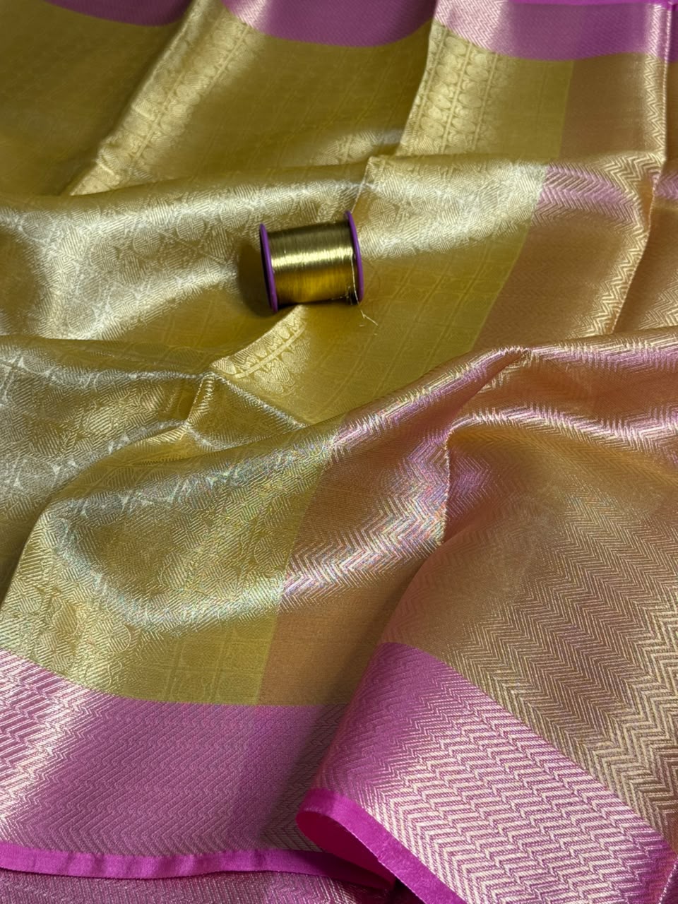 Light Gold Brocade kanjivaram Tissue Saree