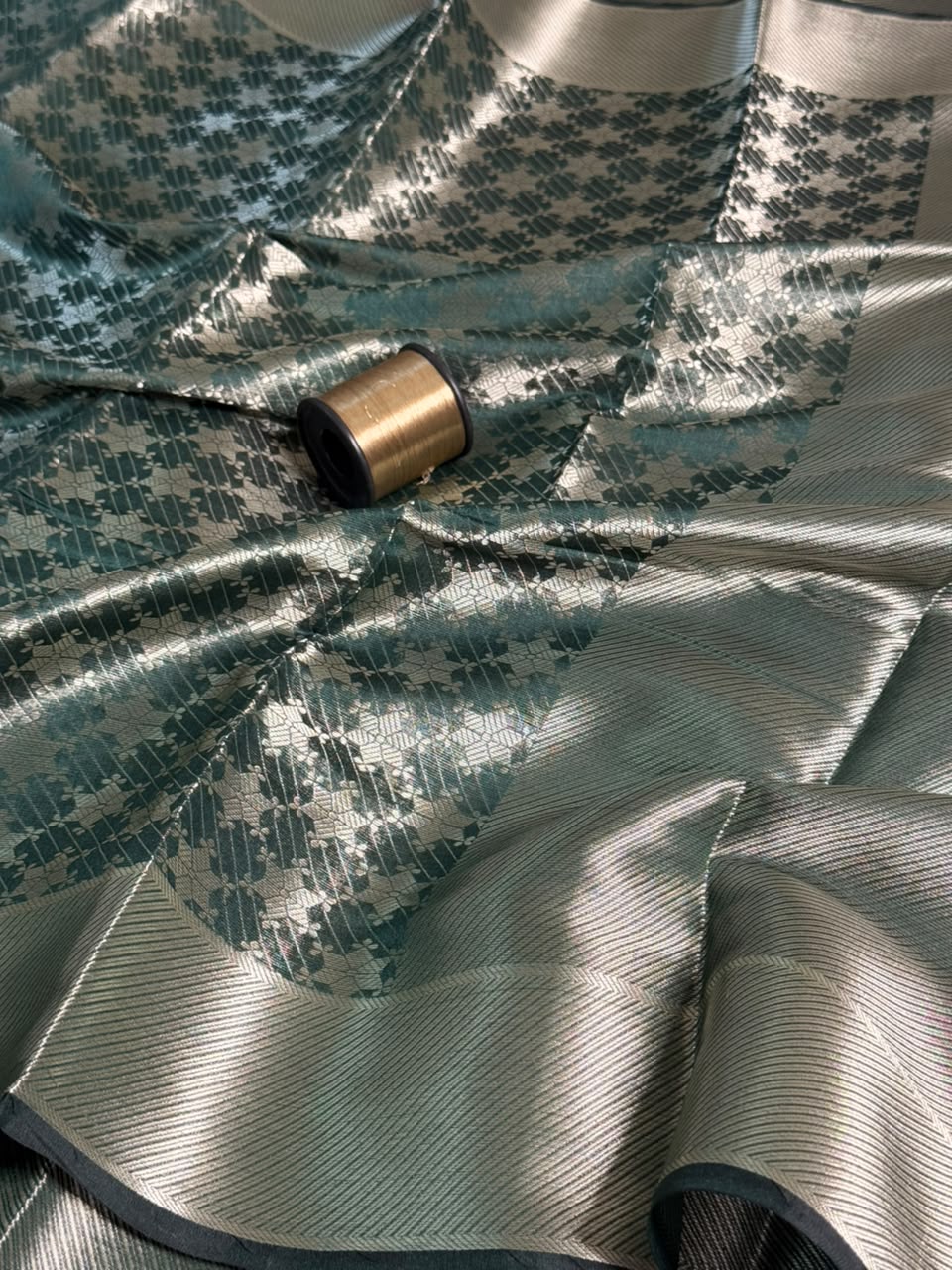 Bottle Green Brocade Softsilk Banarasi Saree