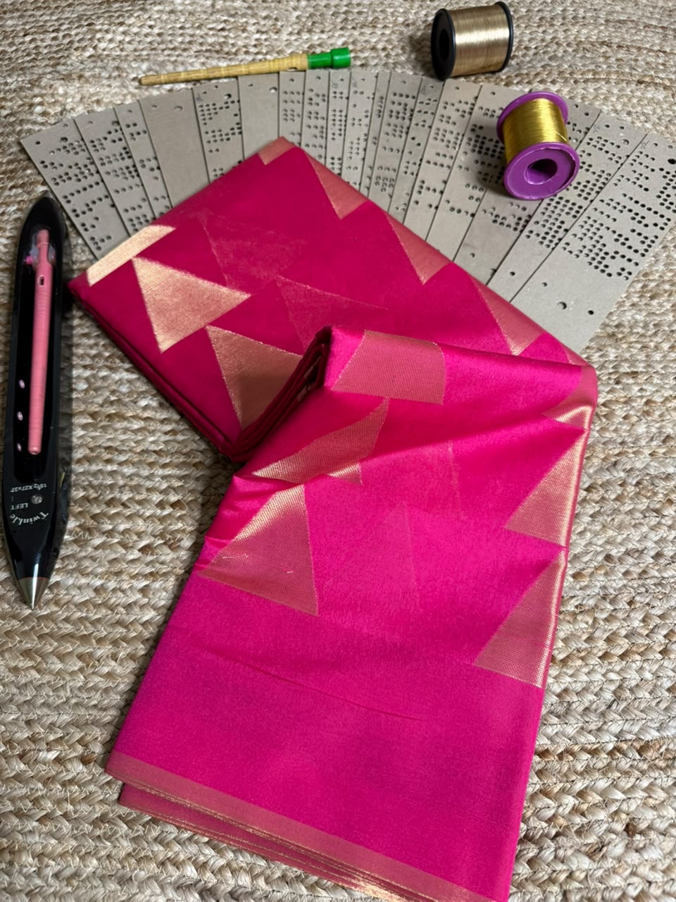 Rani Pink Temple Buta Softsilk Banarasi Saree