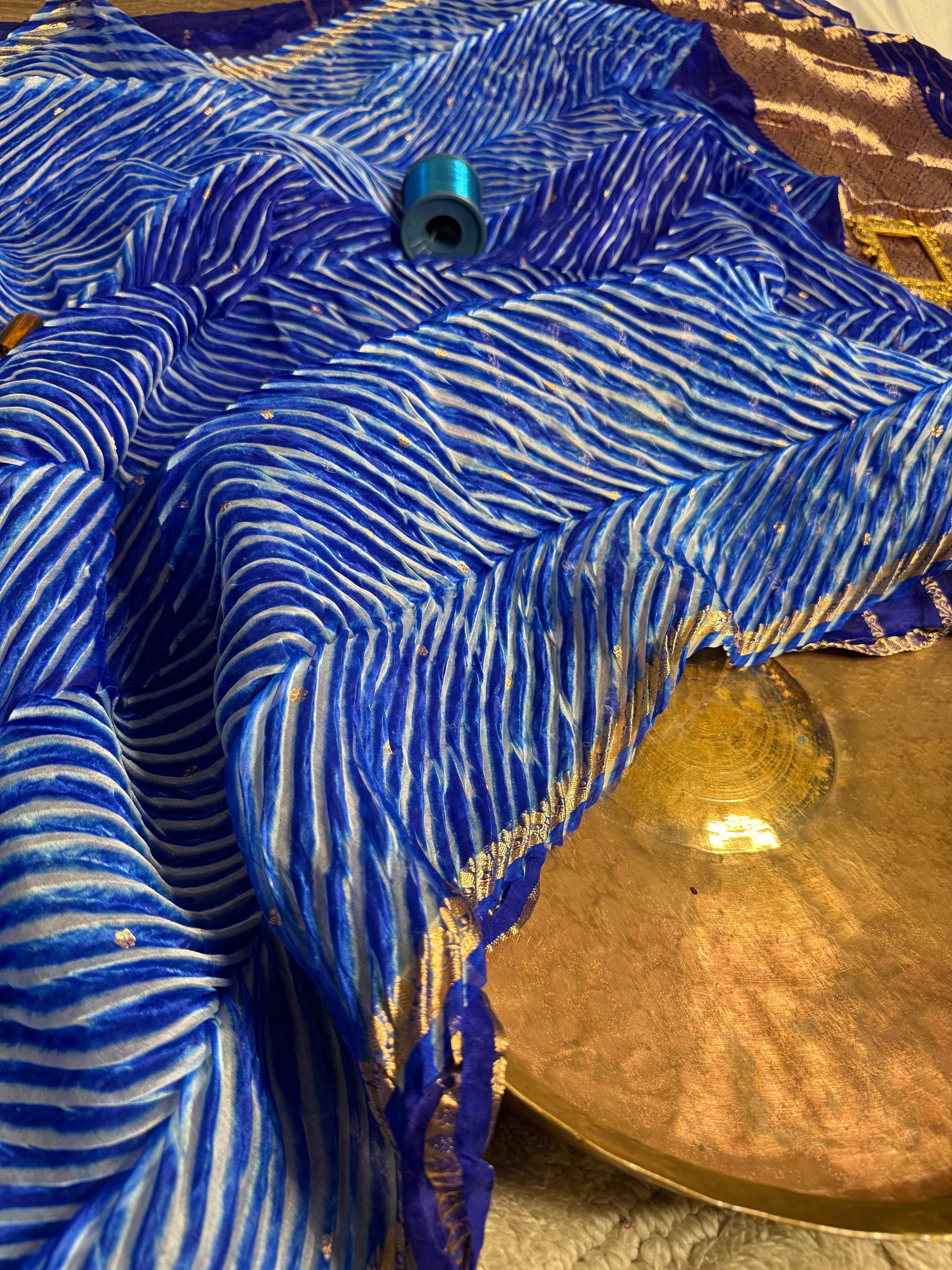 Arashi Shades of Blue Pure Kora Silk Saree
