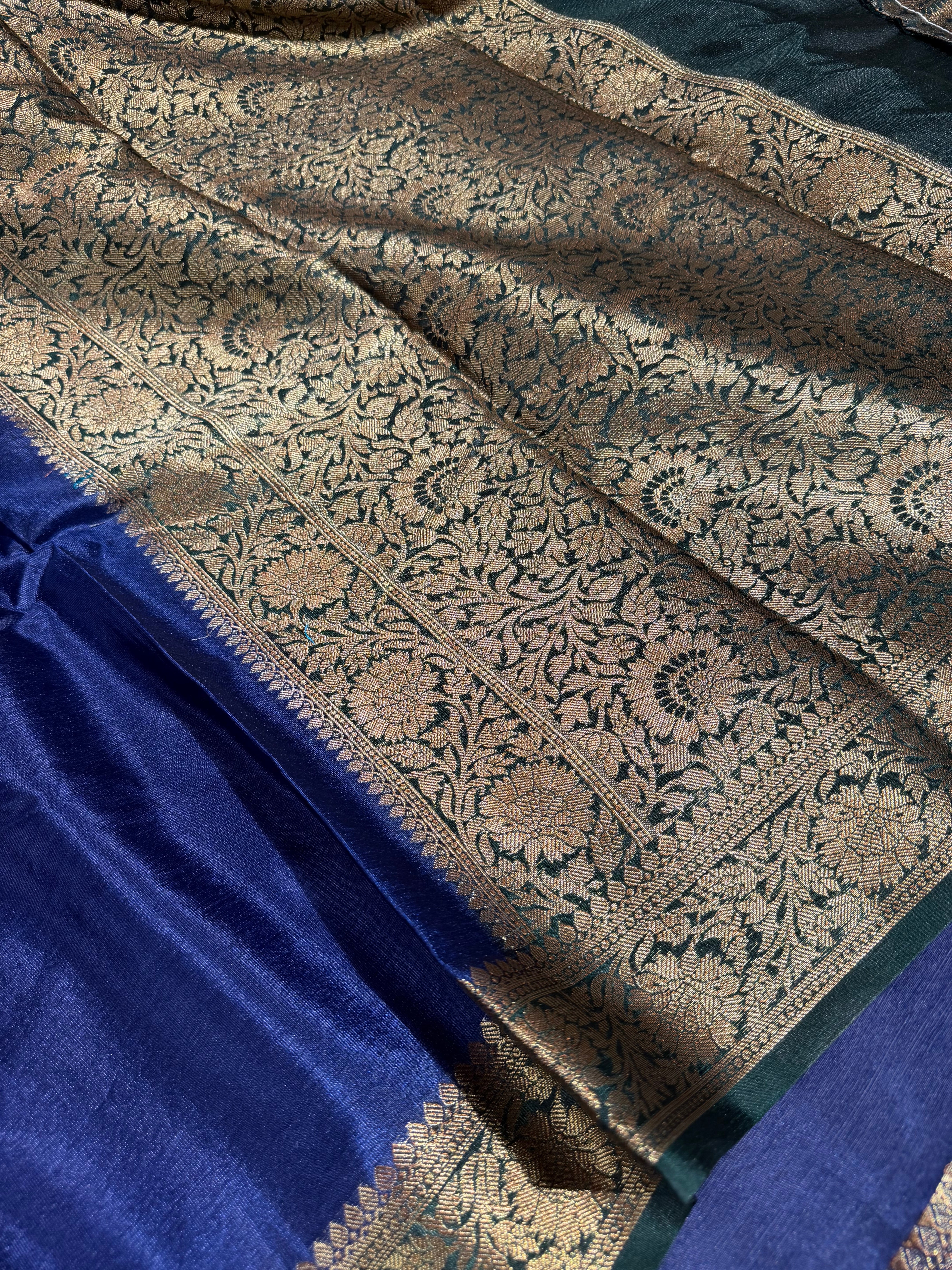 Navy Blue Warm Silk Eccentric Banarasi Saree