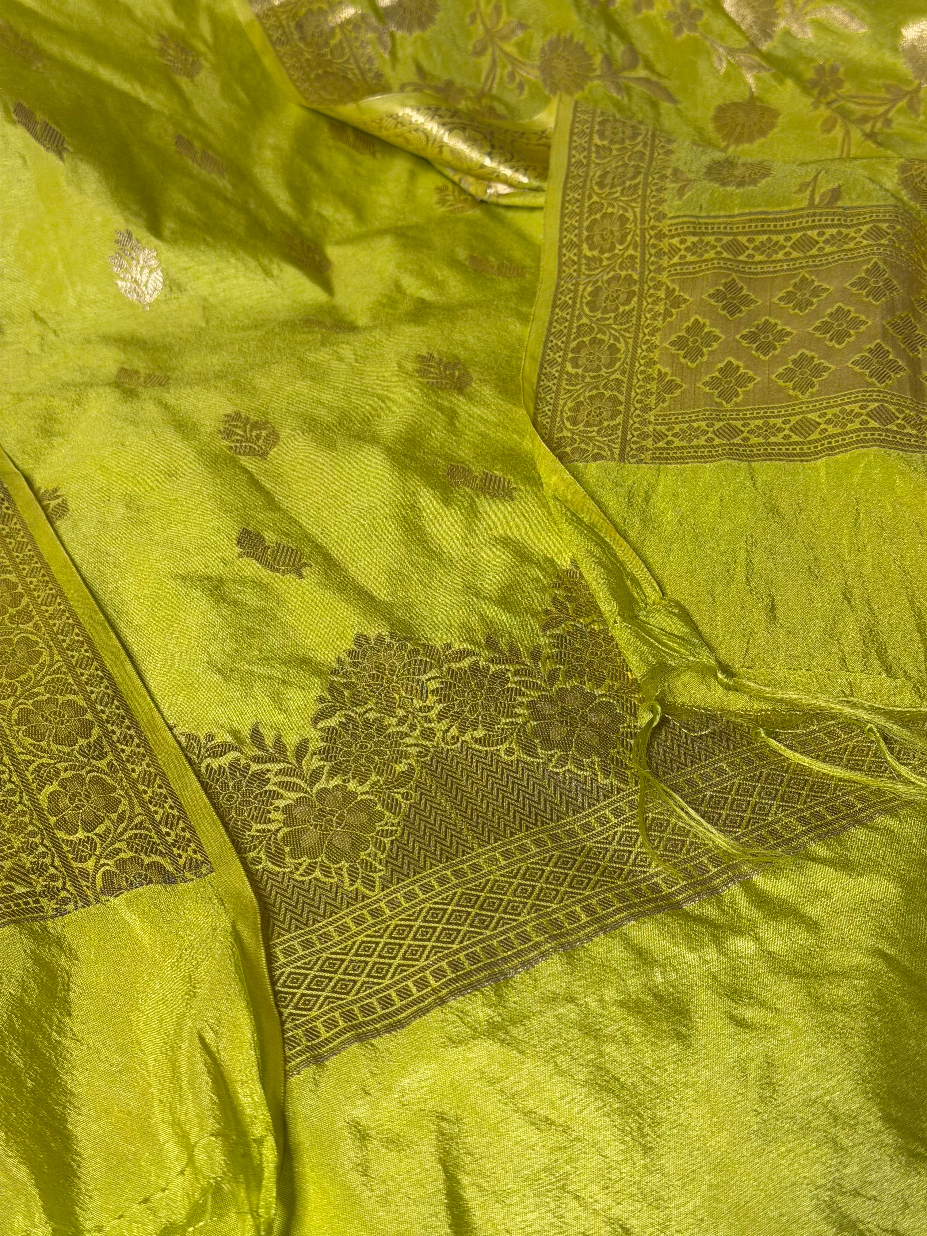Light Green chinia silk 3 pcs banarasi suit