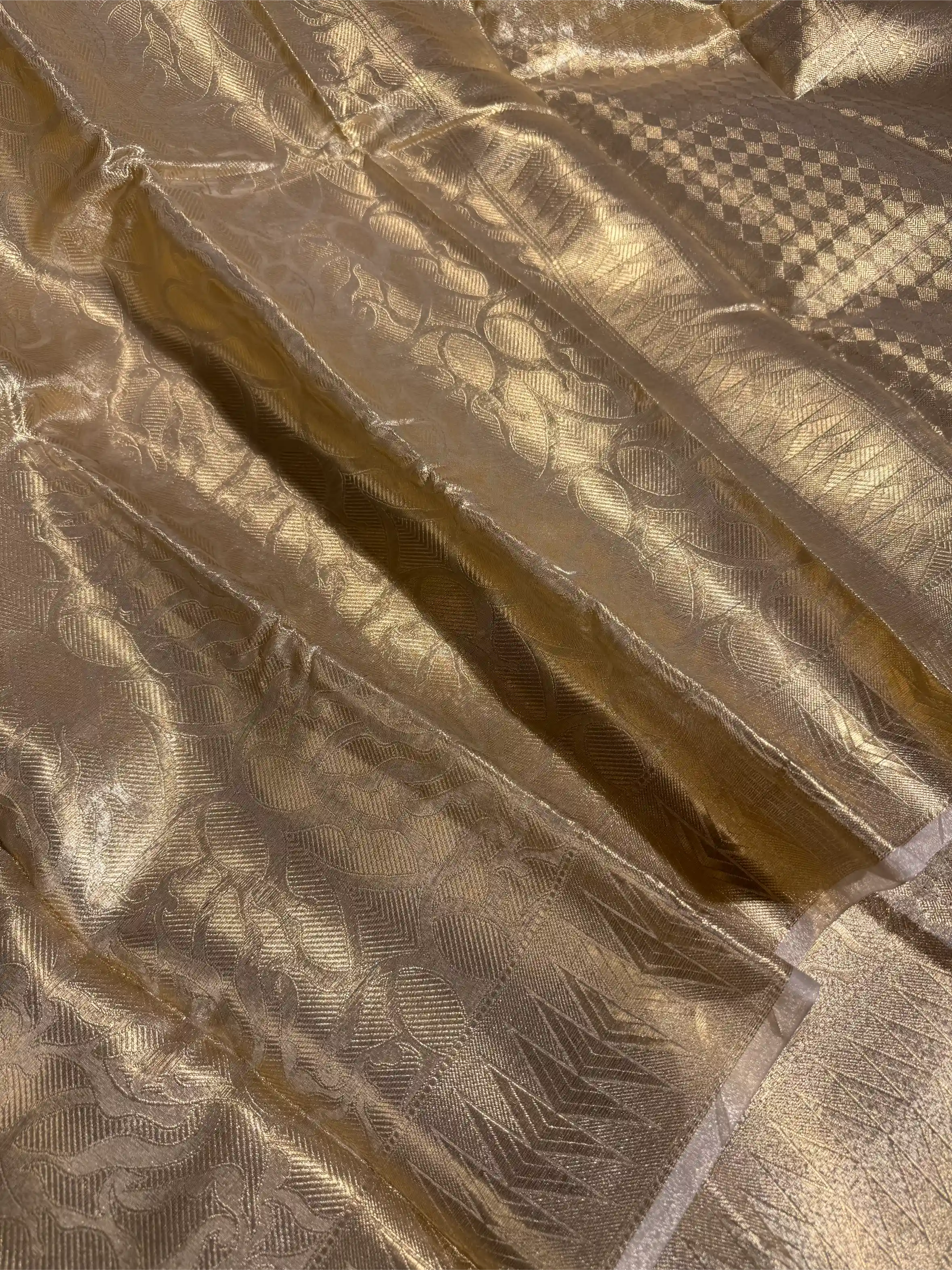 Golden Tissue Silk Embossed Weave Banarasi Saree