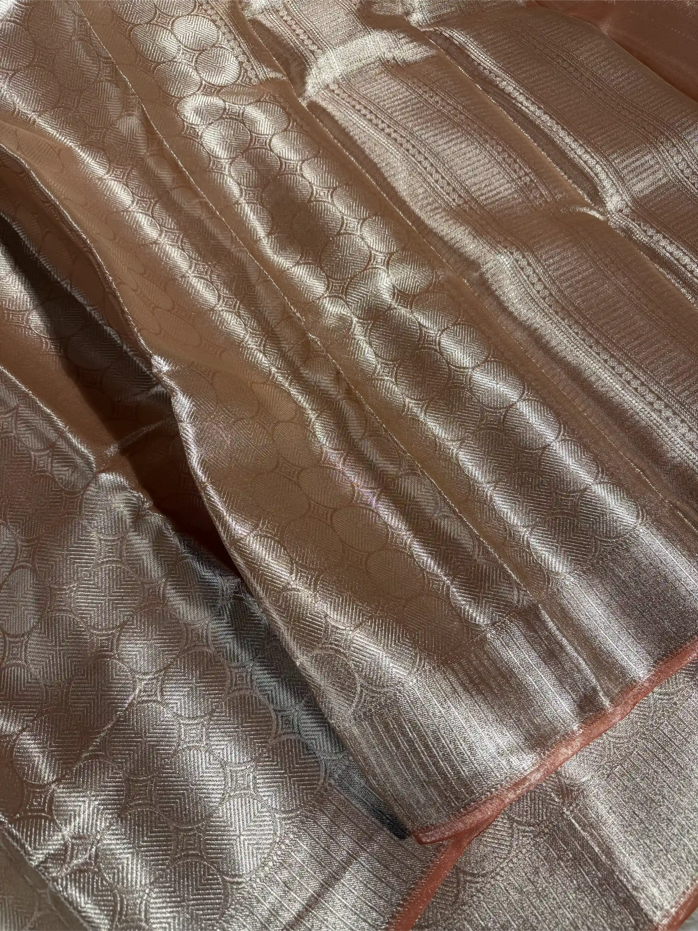 Mauve Peach Tissue Silk Embossed Weave Banarasi Saree