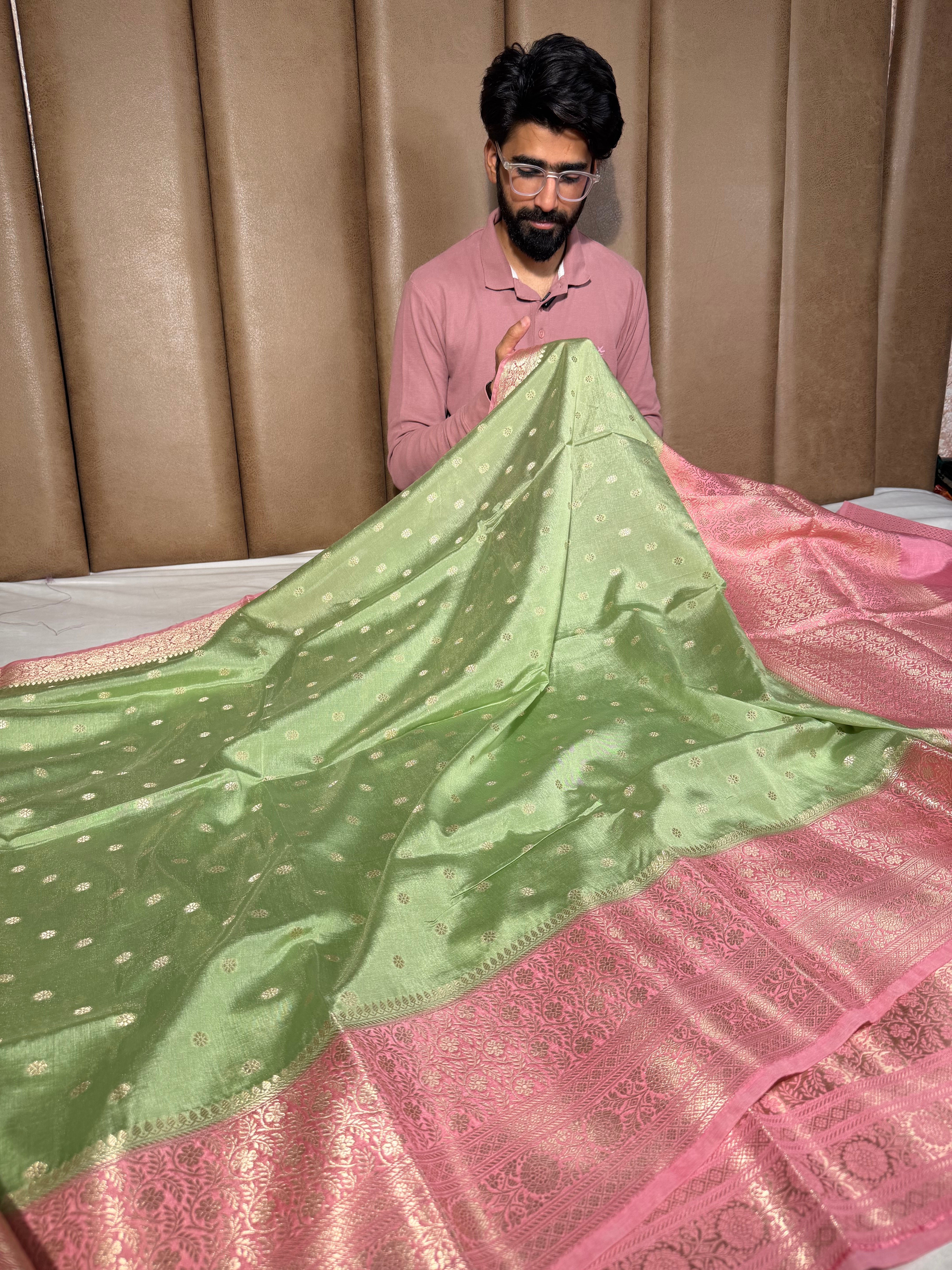 Mint Green Traditional Soft Georgette Banarasi Saree
