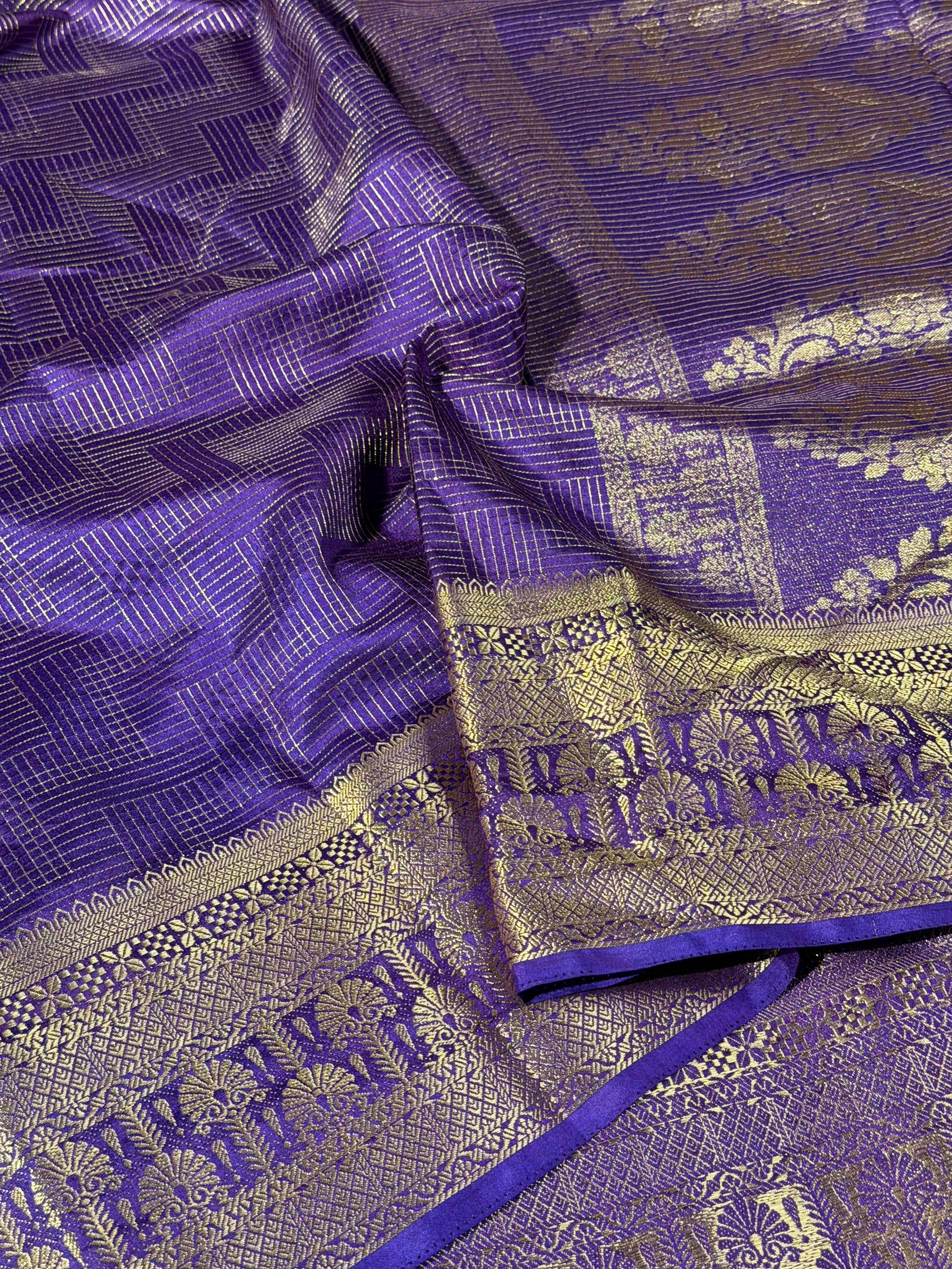 Bright Purple Intricate Crepe Georgette Banarasi Saree