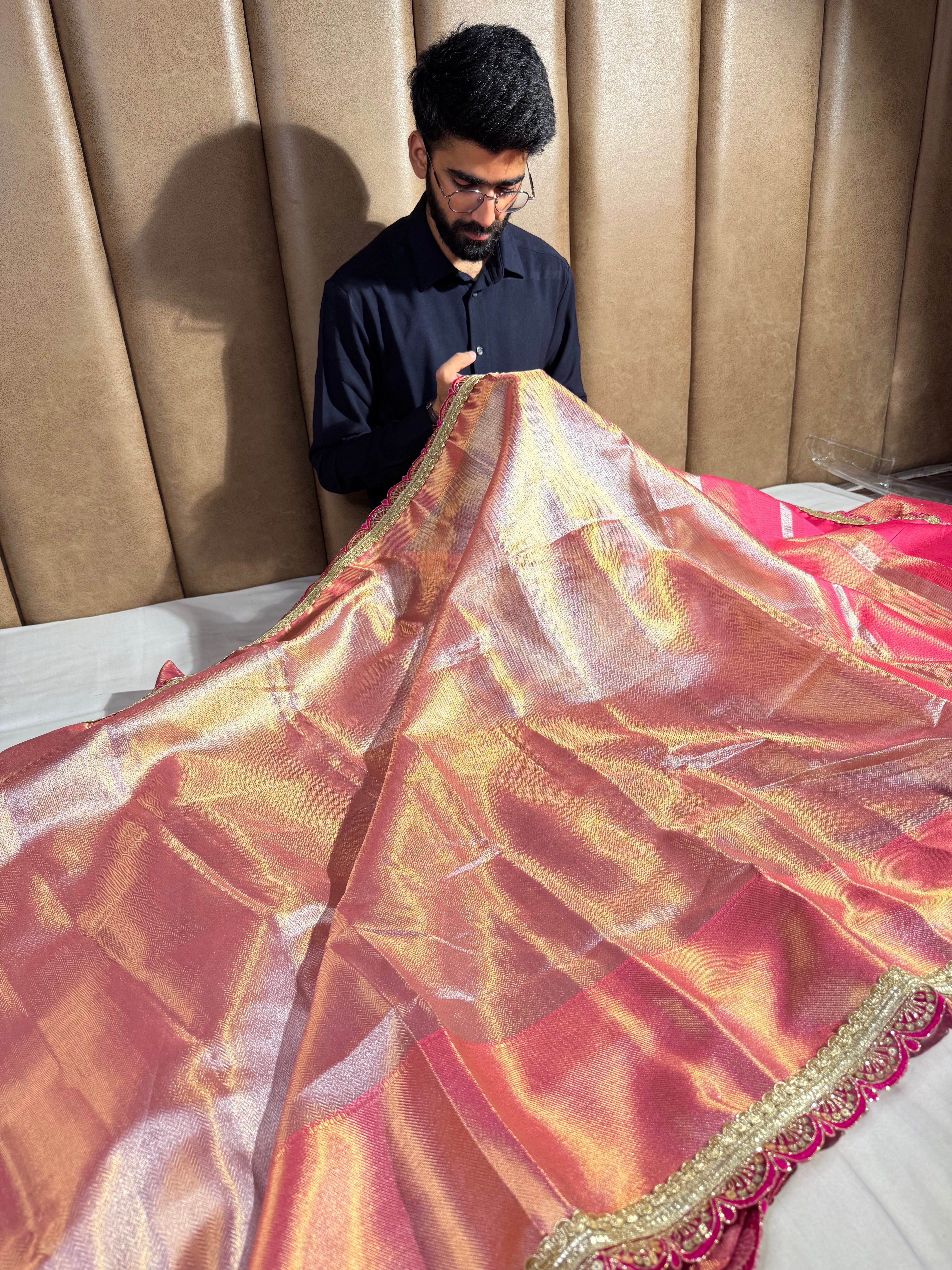 Dual Shaded Kanjivaram Tissue Silk Designer Saree