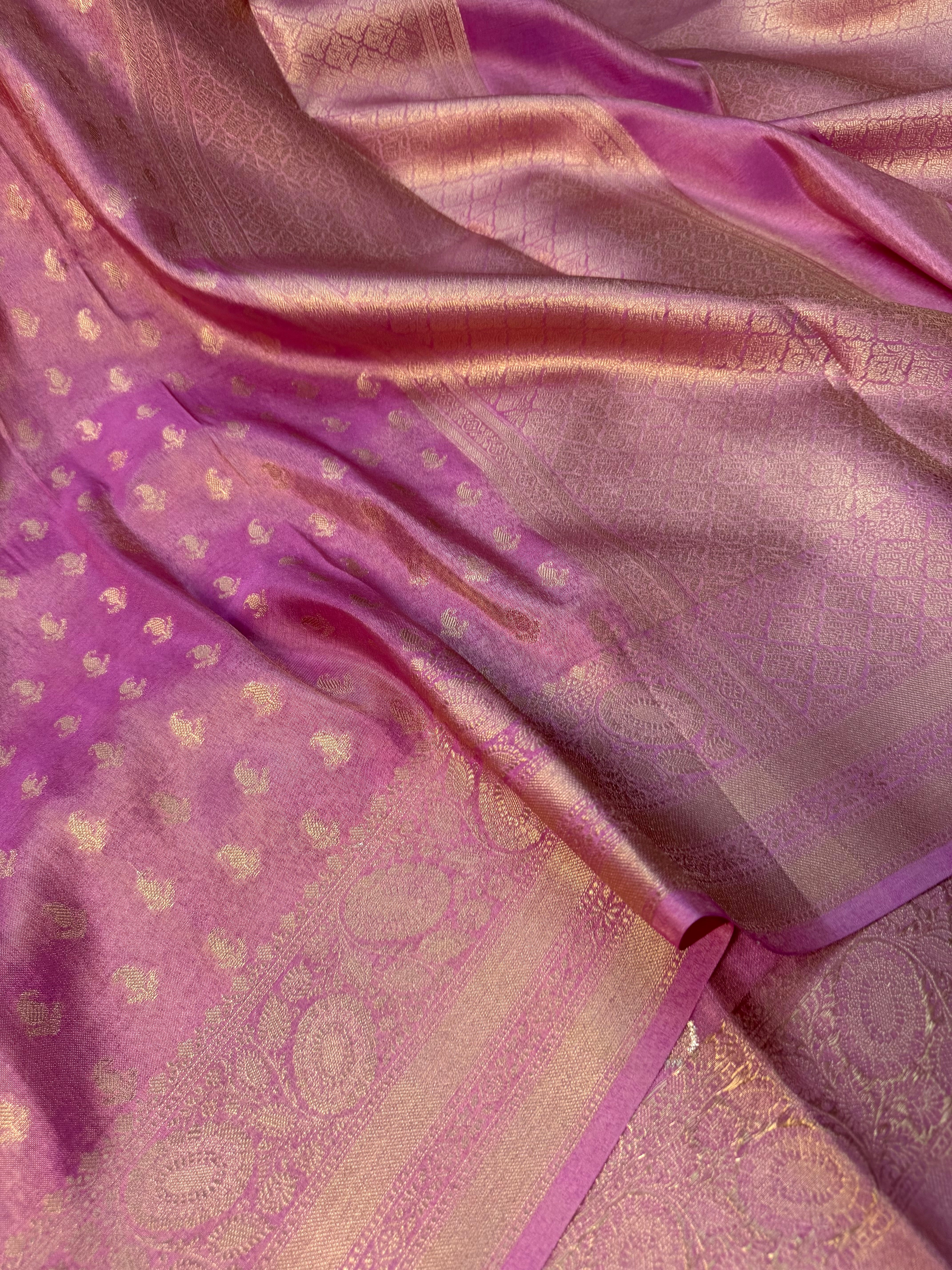 Barbie Pink Breathable Soft Tissue Banarasi Saree