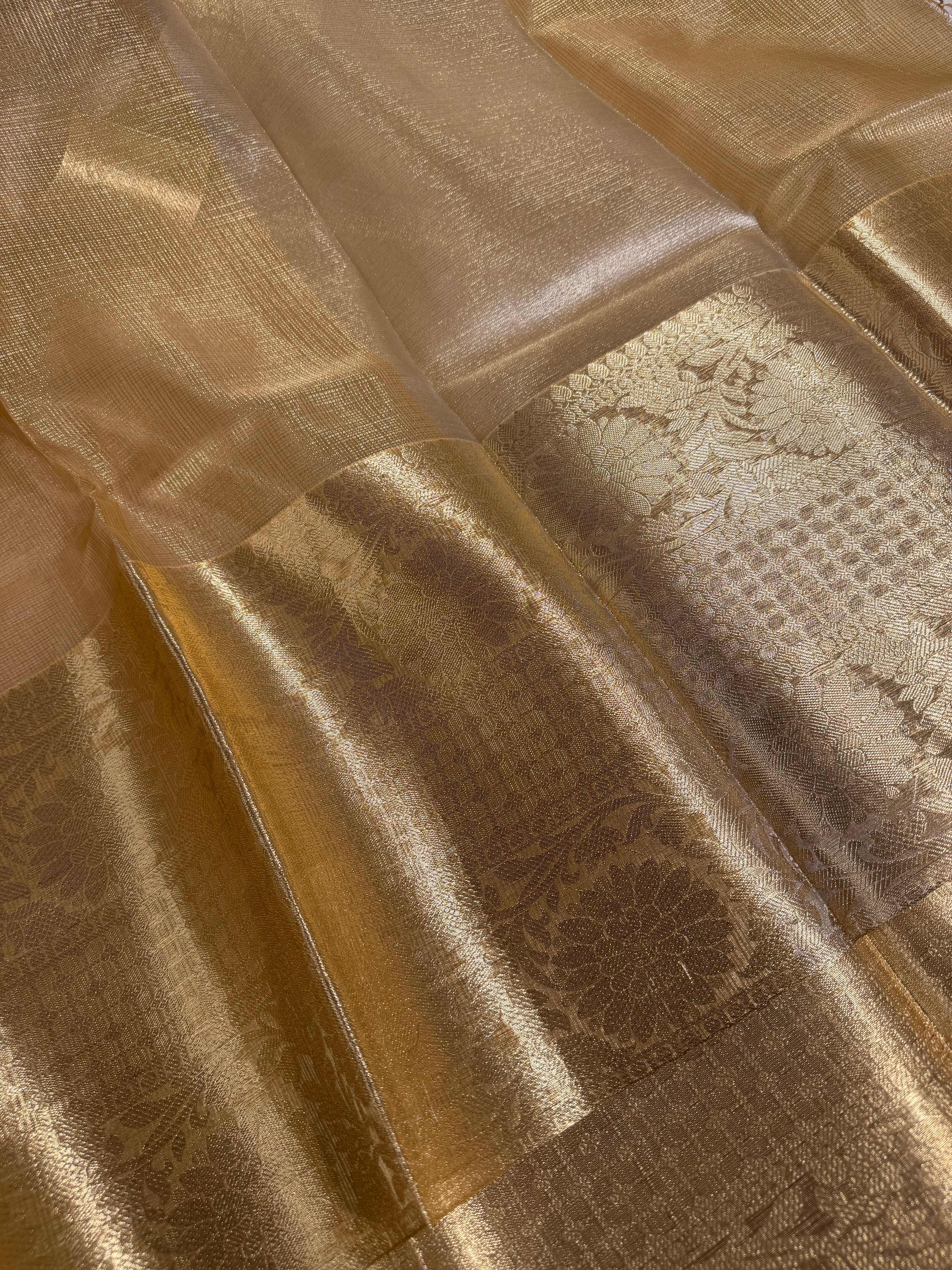 Light Gold Kota Tissue Silk Banarasi Saree