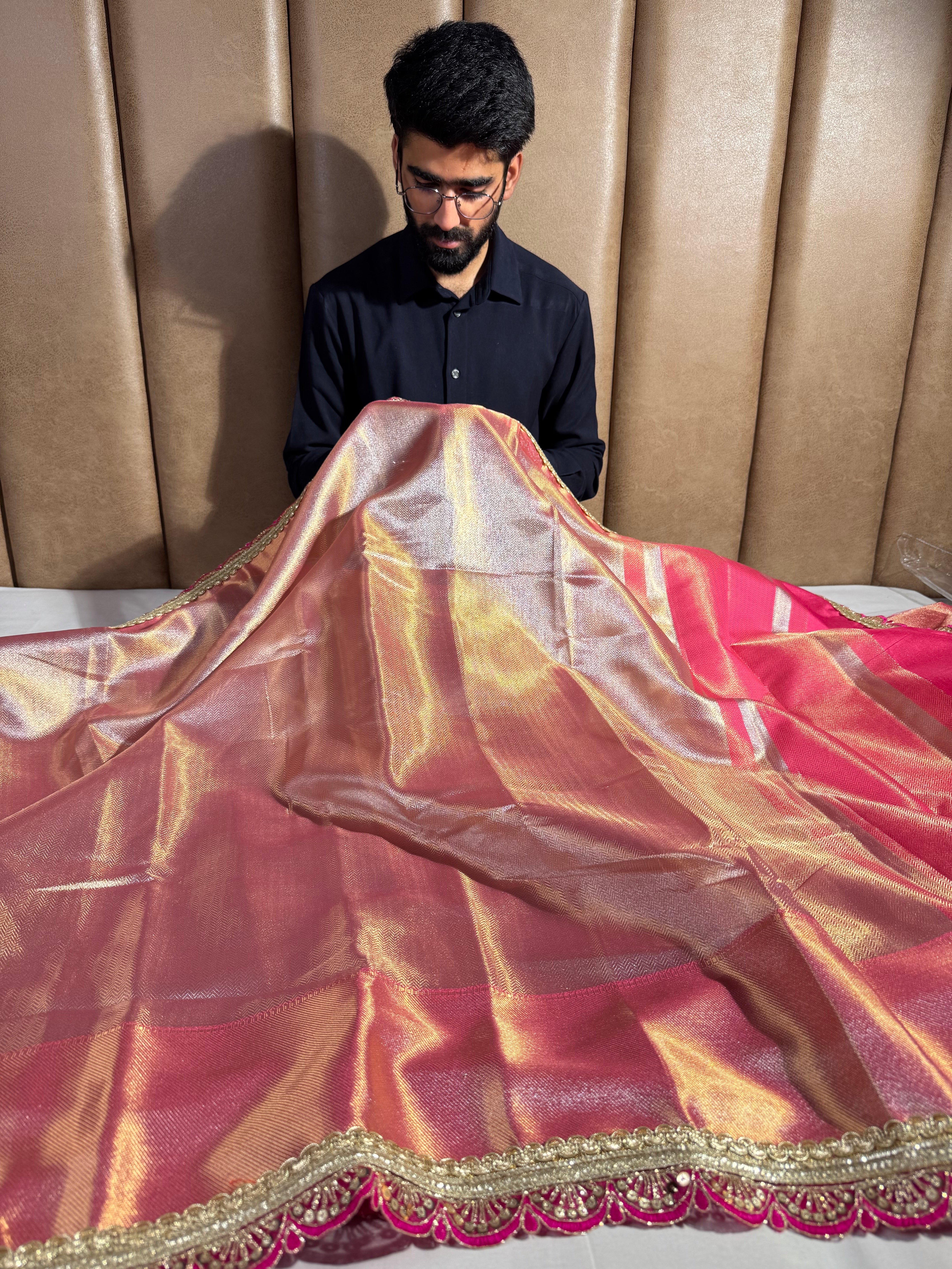 Dual Shaded Kanjivaram Tissue Silk Designer Saree