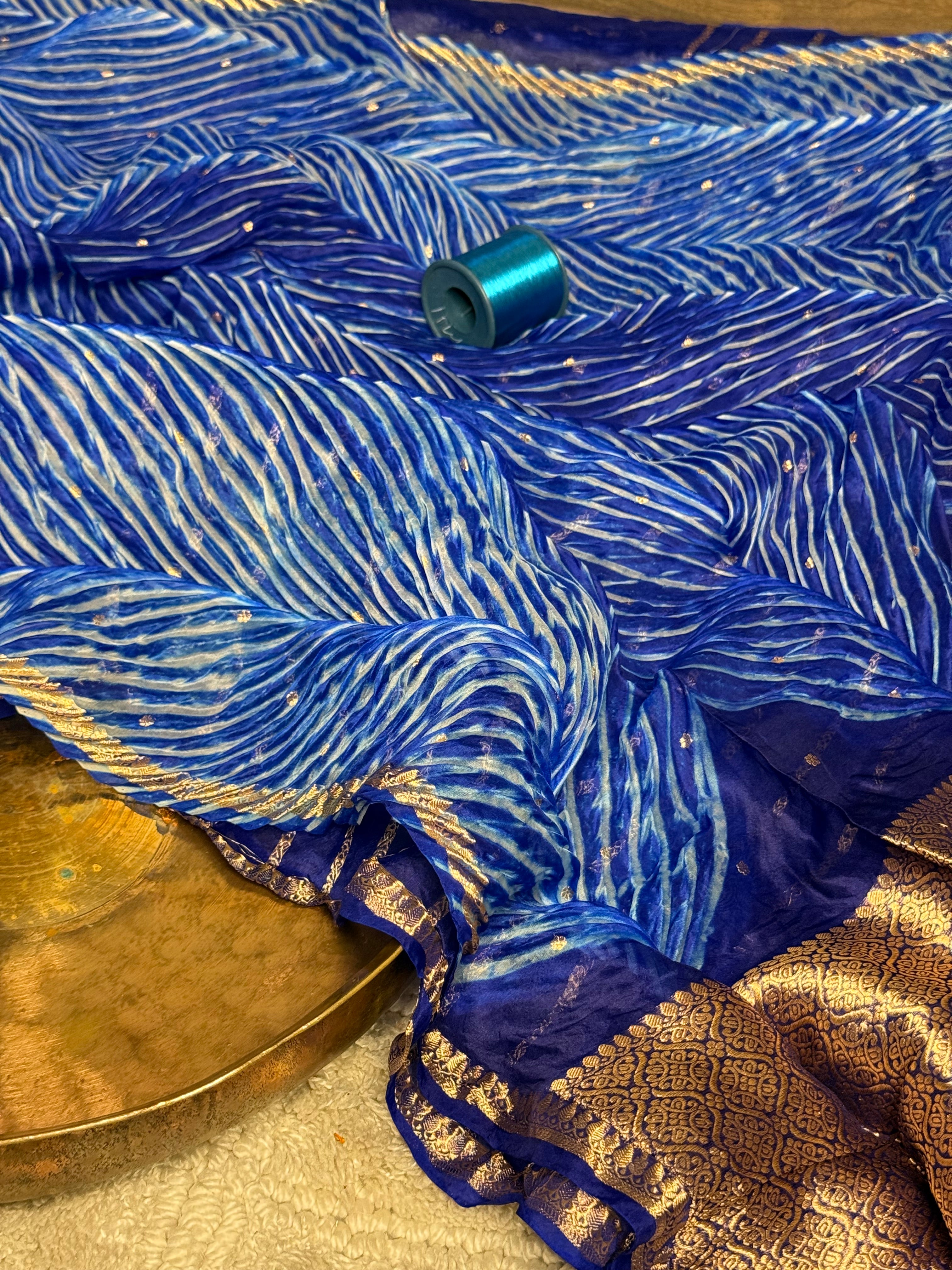 Arashi Shades of Blue Pure Kora Silk Saree