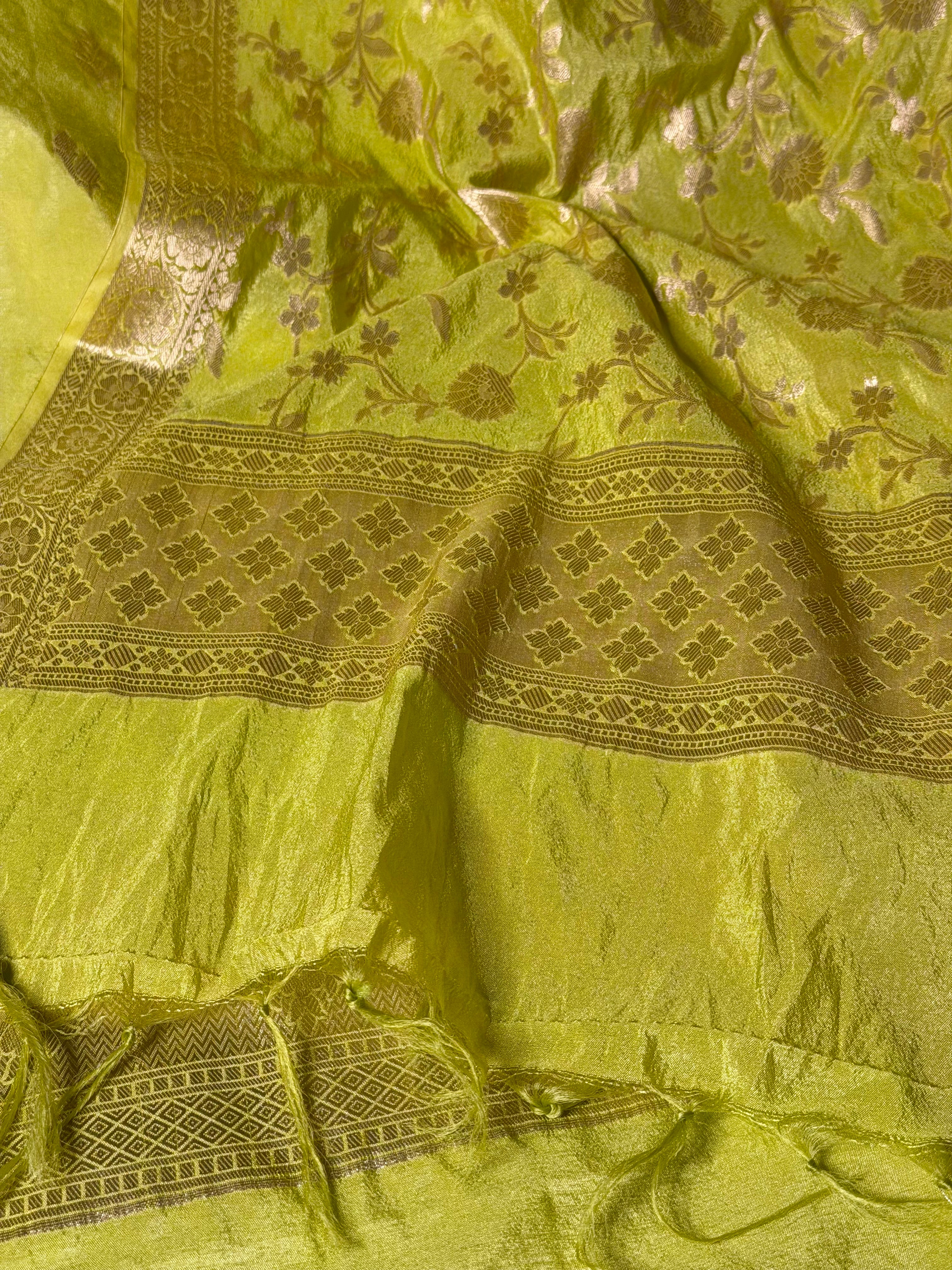 Light Green chinia silk 3 pcs banarasi suit