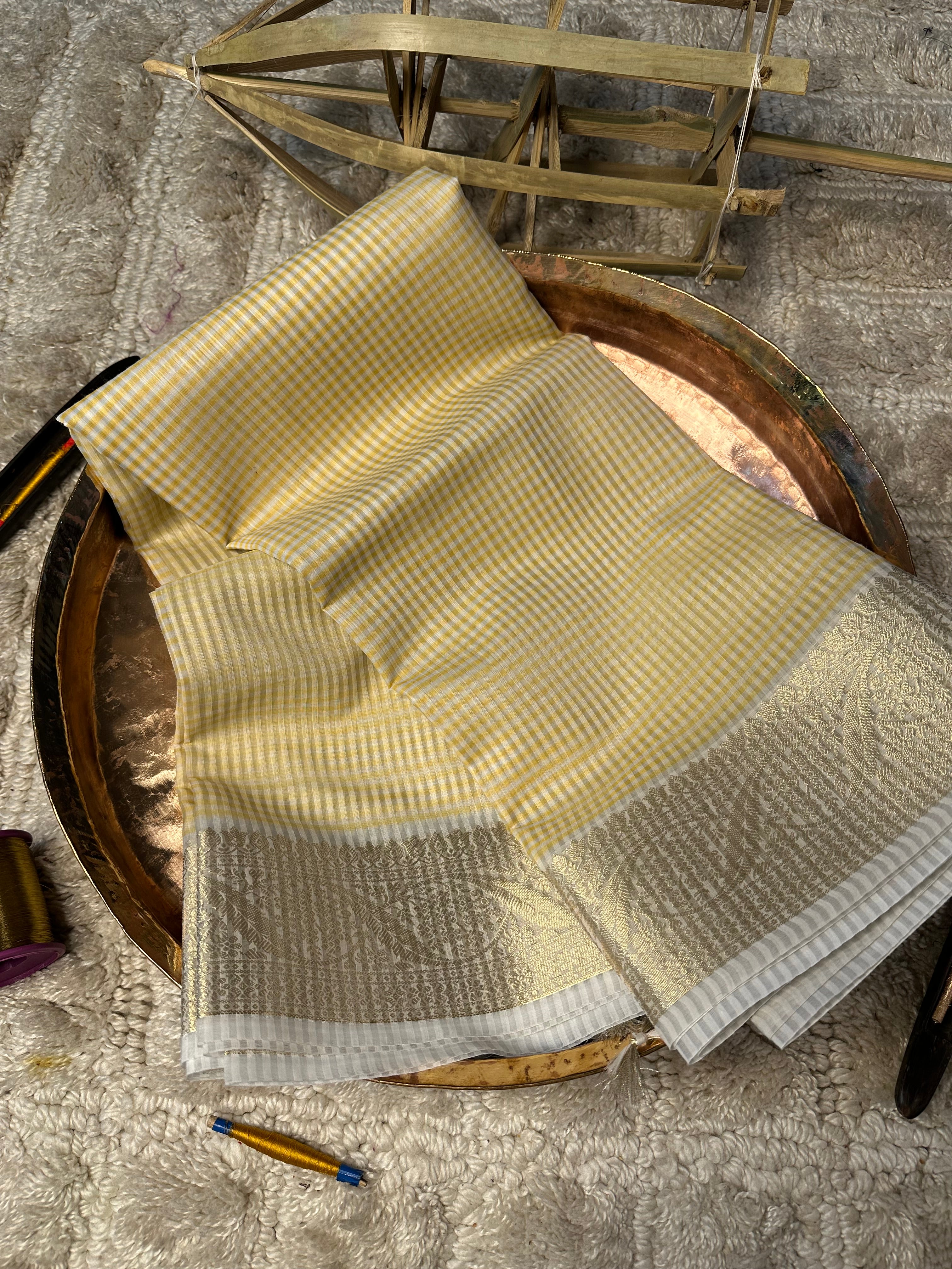 Contemporary Weave Kora Soft Silk Banarasi Saree