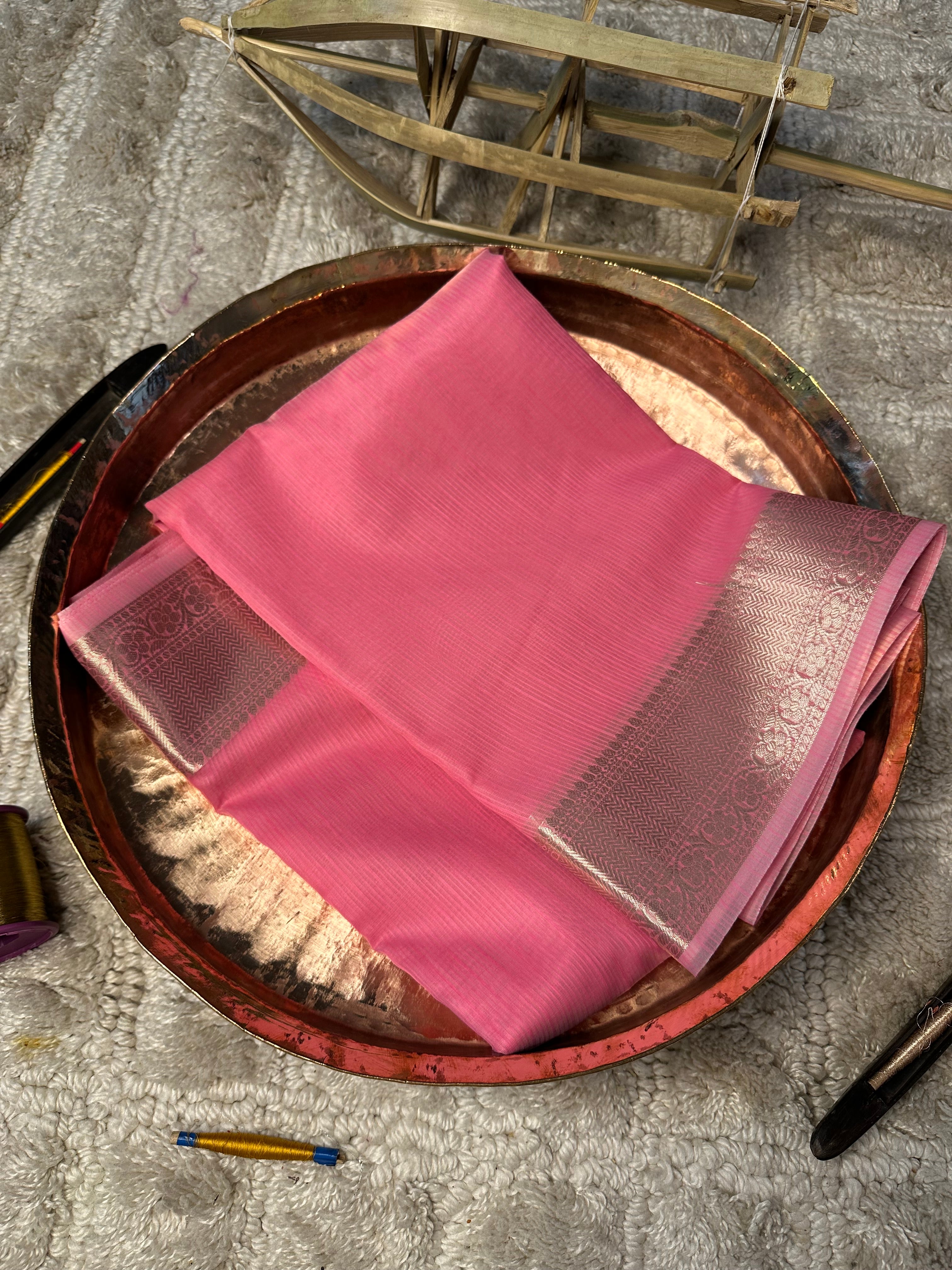 Contemporary Weave Kora Soft Silk Banarasi Saree