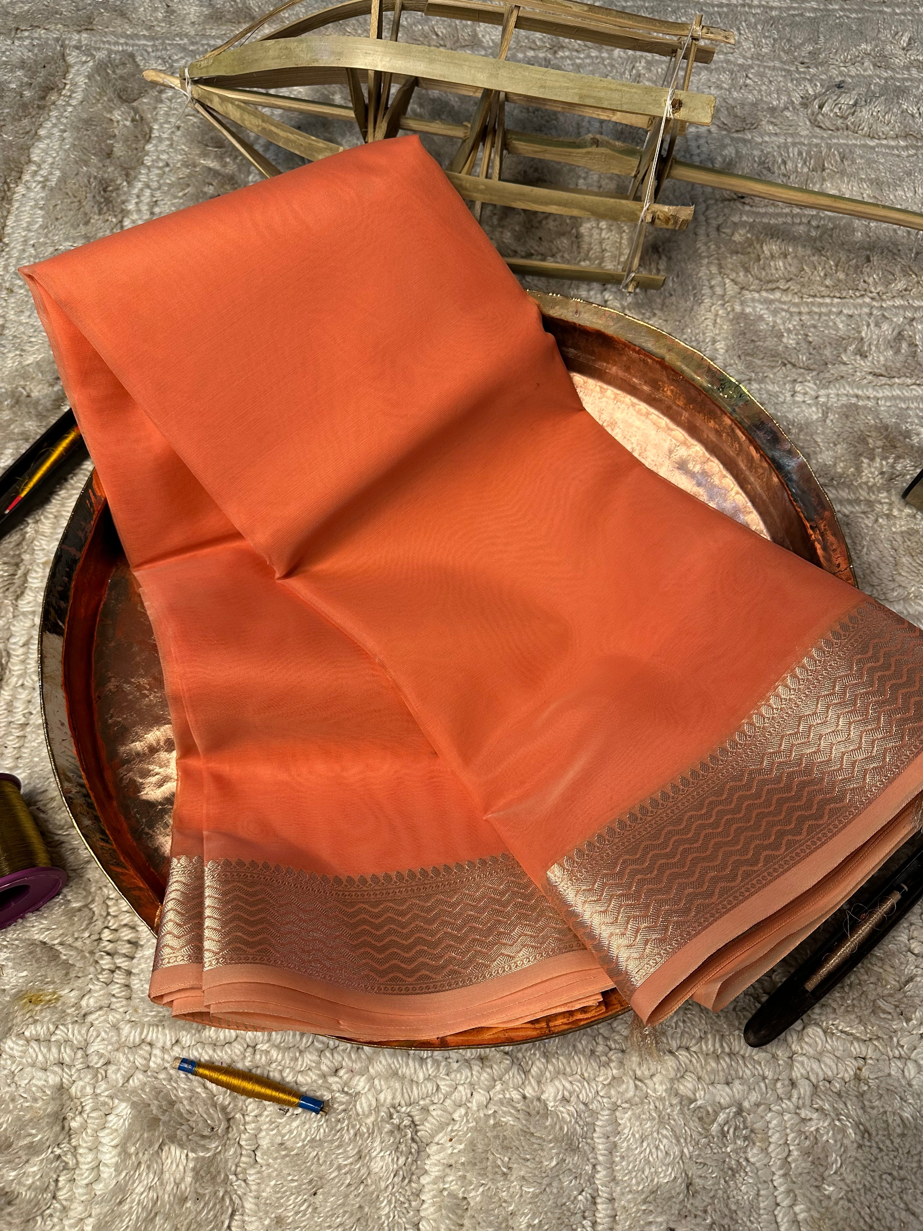 Contemporary Weave Kora Soft Silk Banarasi Saree