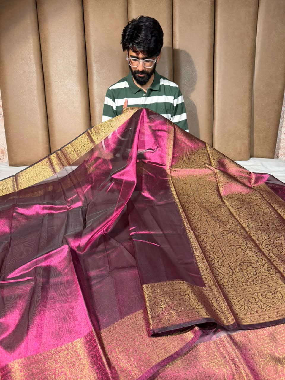 Metallic Rani Kora Tissue Banarasi Saree