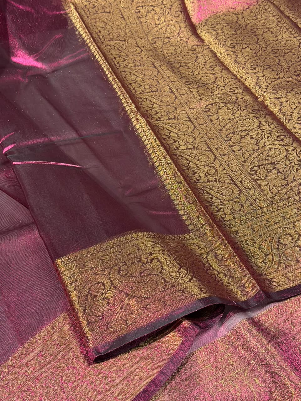 Metallic Rani Kora Tissue Banarasi Saree