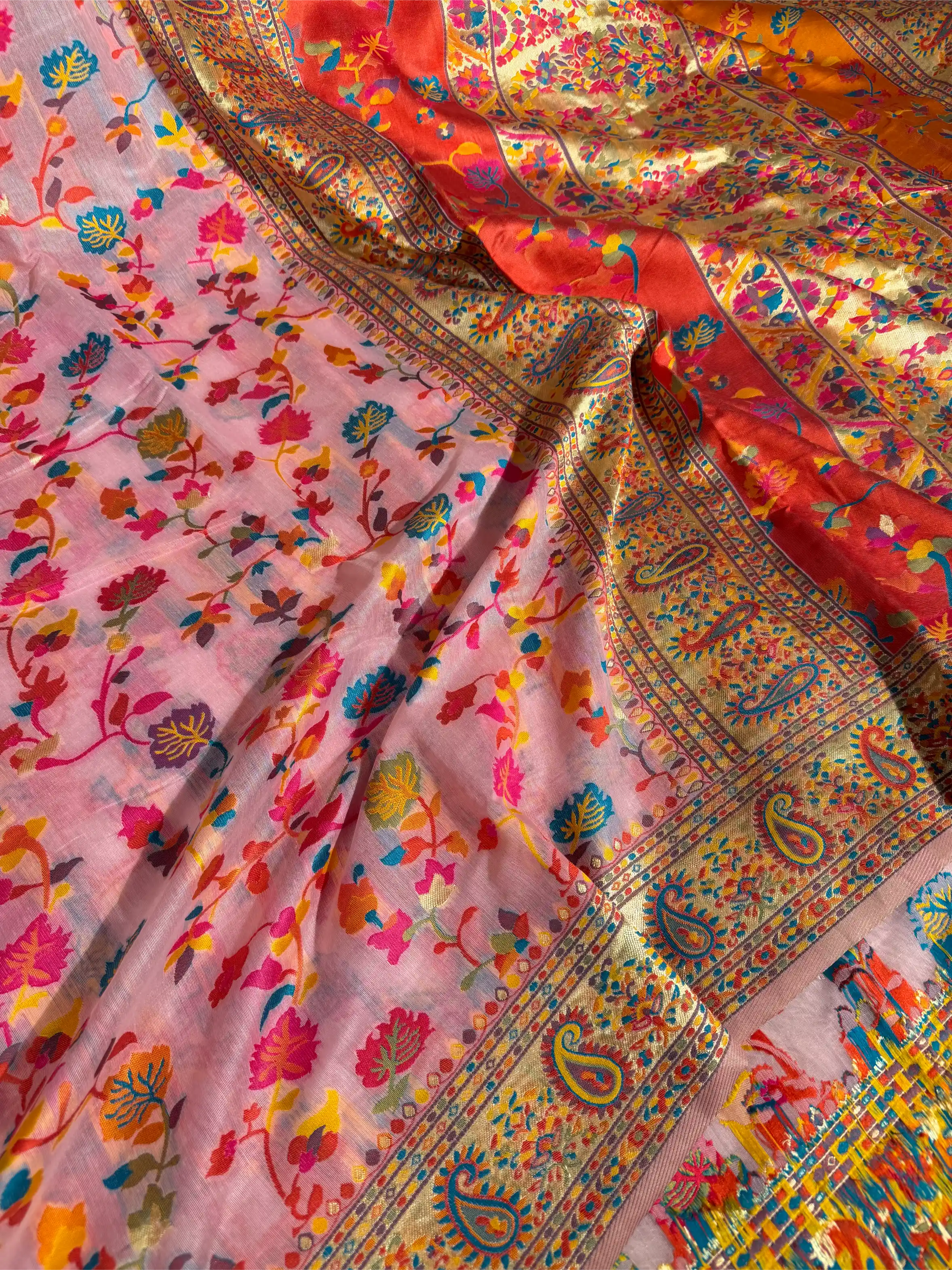 Baby Pink Irresistible Pashmina Weave Soft Cotton Silk Saree