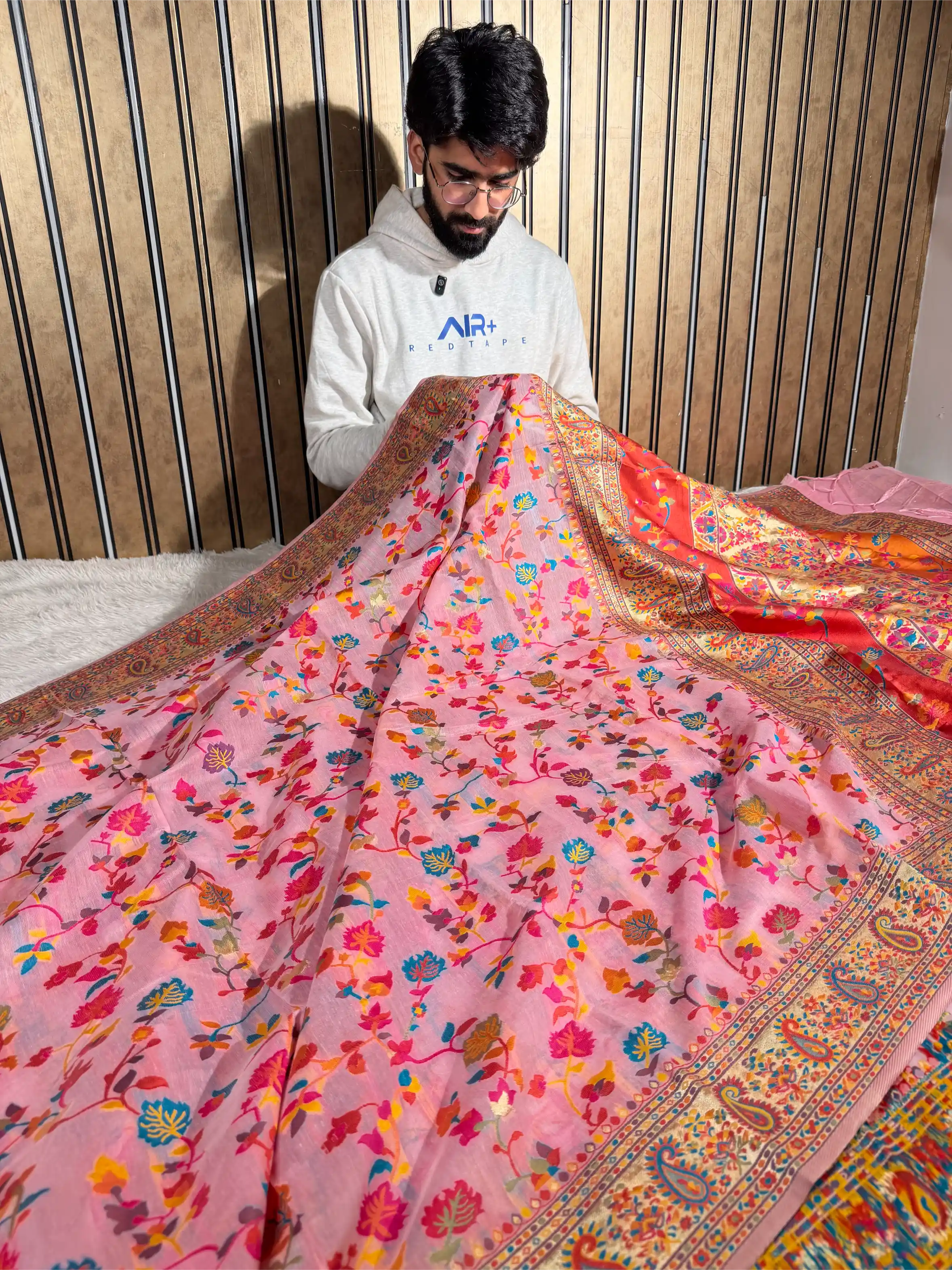 Baby Pink Irresistible Pashmina Weave Soft Cotton Silk Saree
