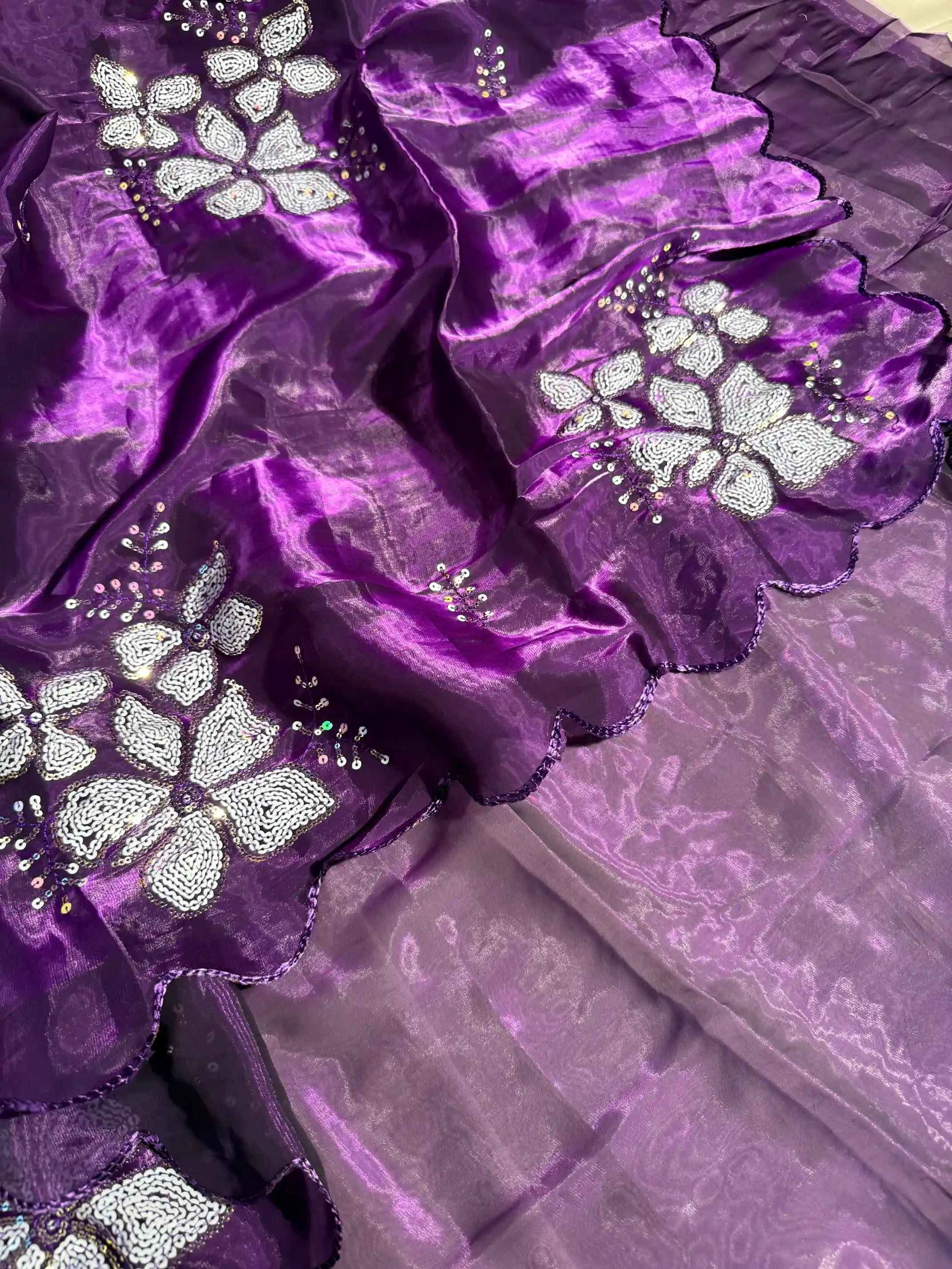 Baigani Shimmery Tissue Silk Designer Saree