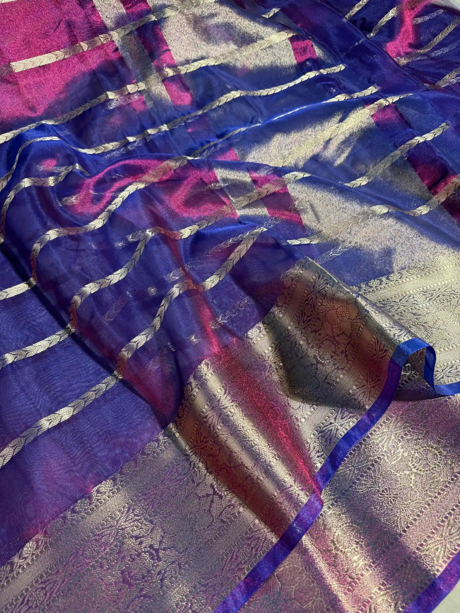 Baigani Tissue Silk Heritage Traditional Weave Banarasi Saree