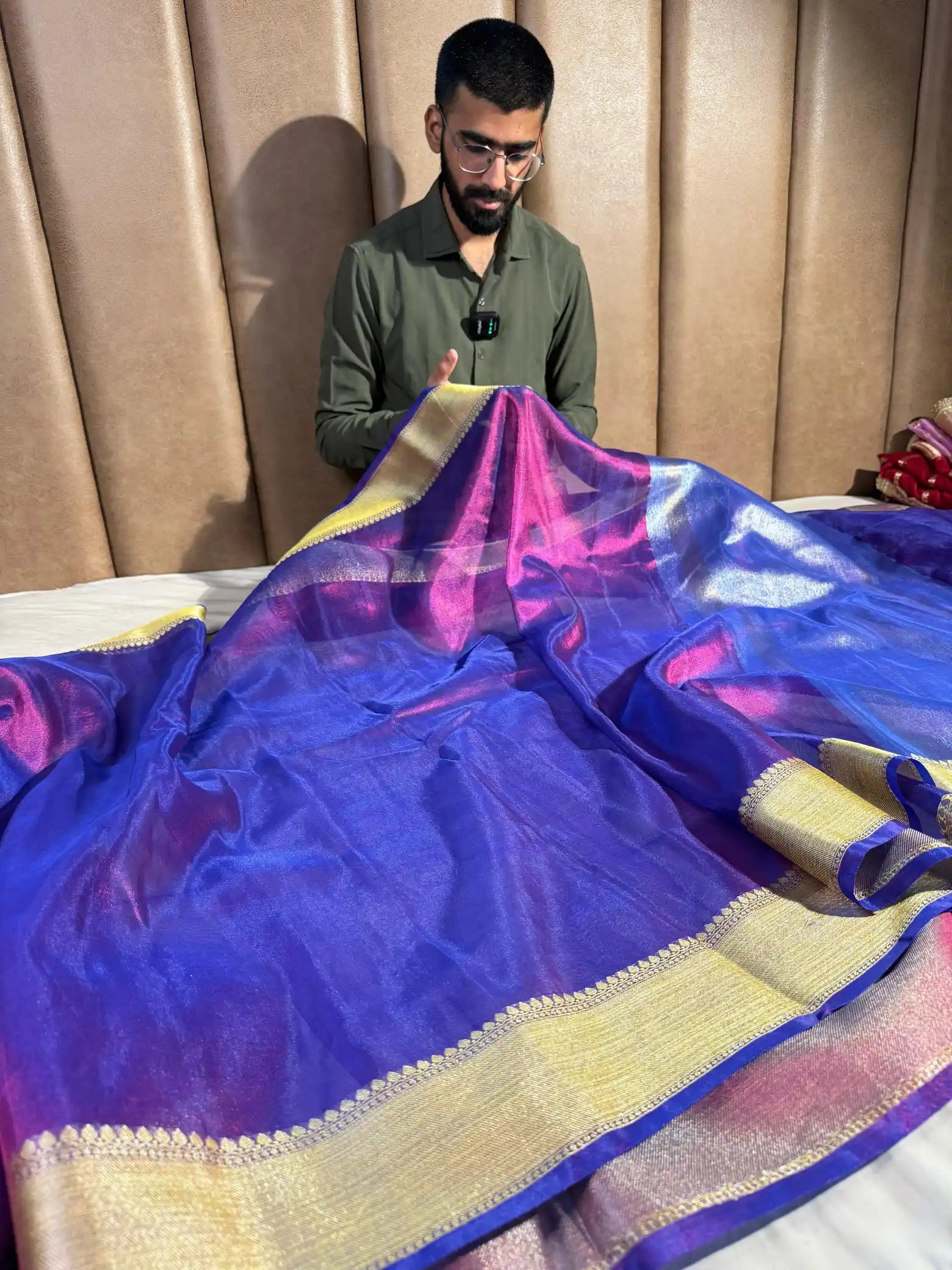 Baigani Tissue Silk Heritage Traditional Weave Banarasi Saree