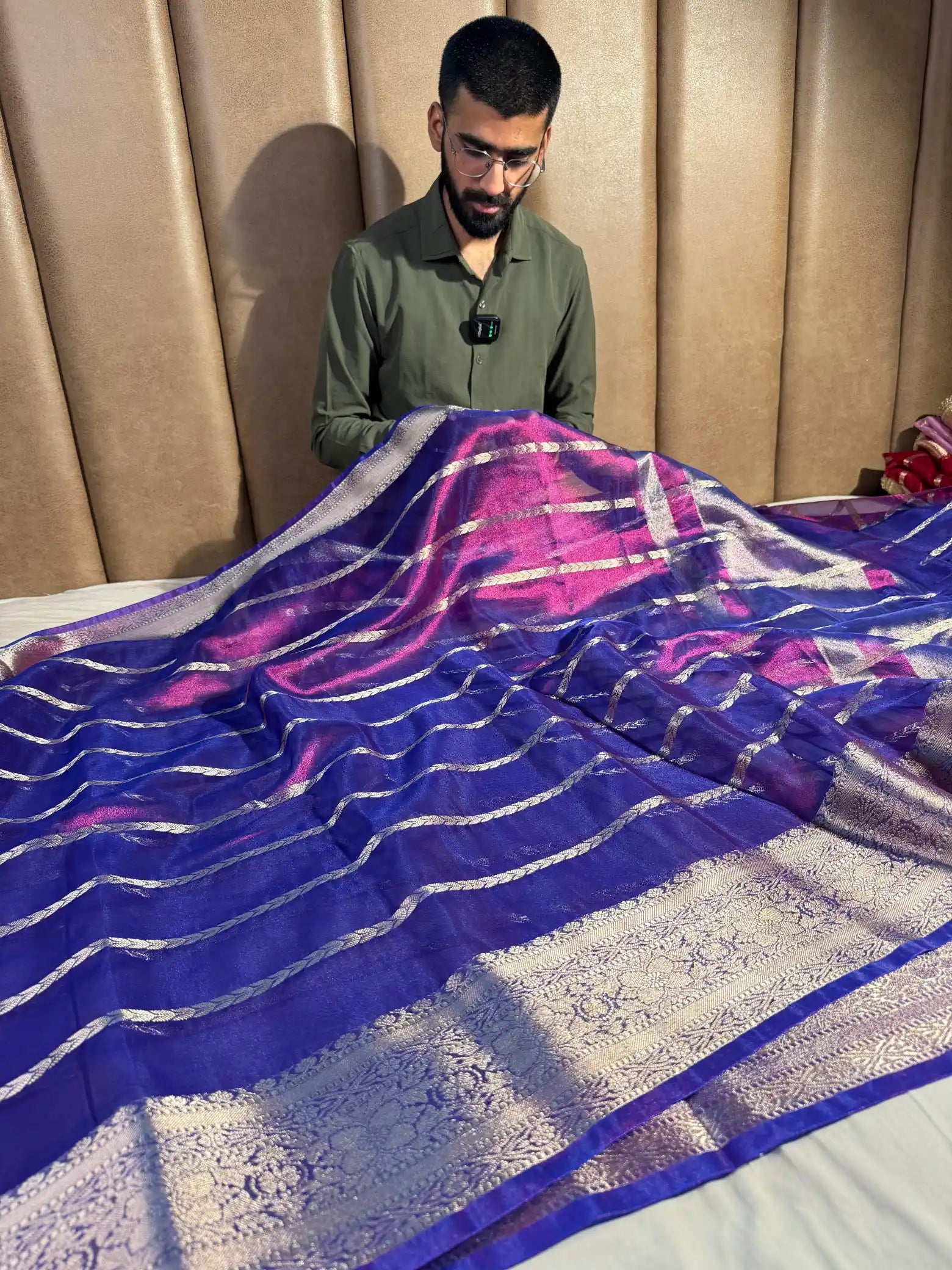 Baigani Tissue Silk Heritage Traditional Weave Banarasi Saree