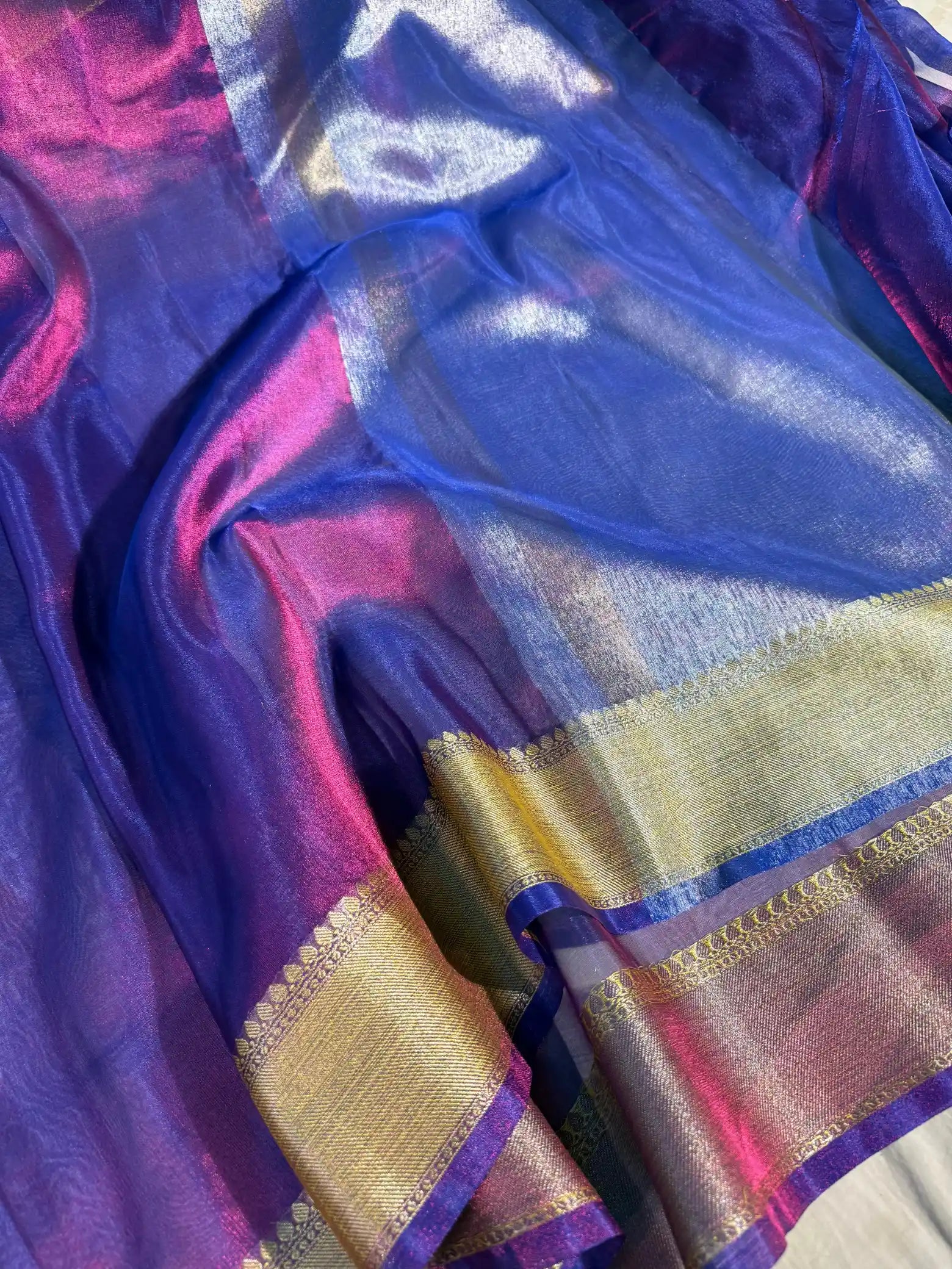 Baigani Tissue Silk Heritage Traditional Weave Banarasi Saree