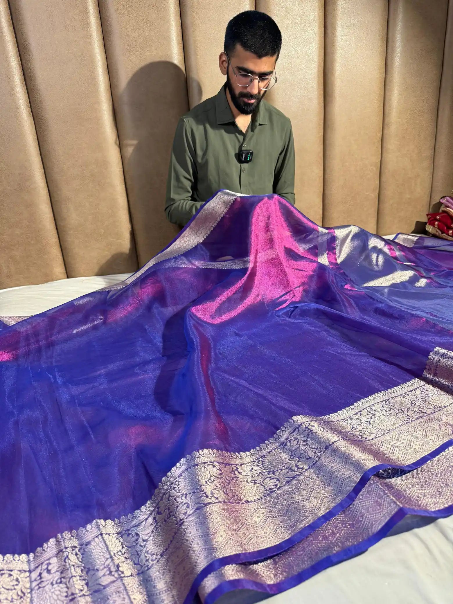 Baigani Tissue Silk Heritage Traditional Weave Banarasi Saree