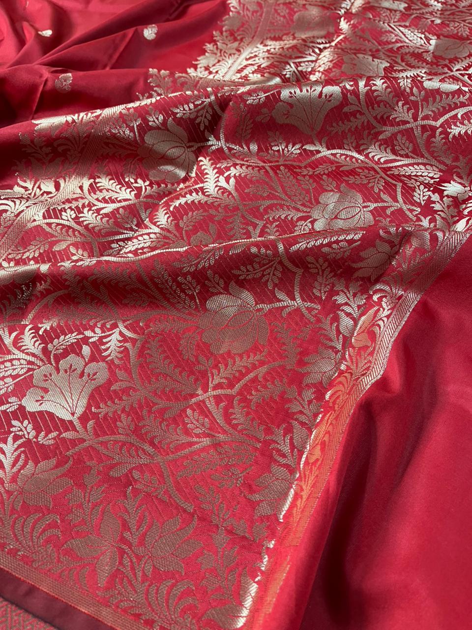 Banarasi semi katan silk saree with rich pallu and blouse