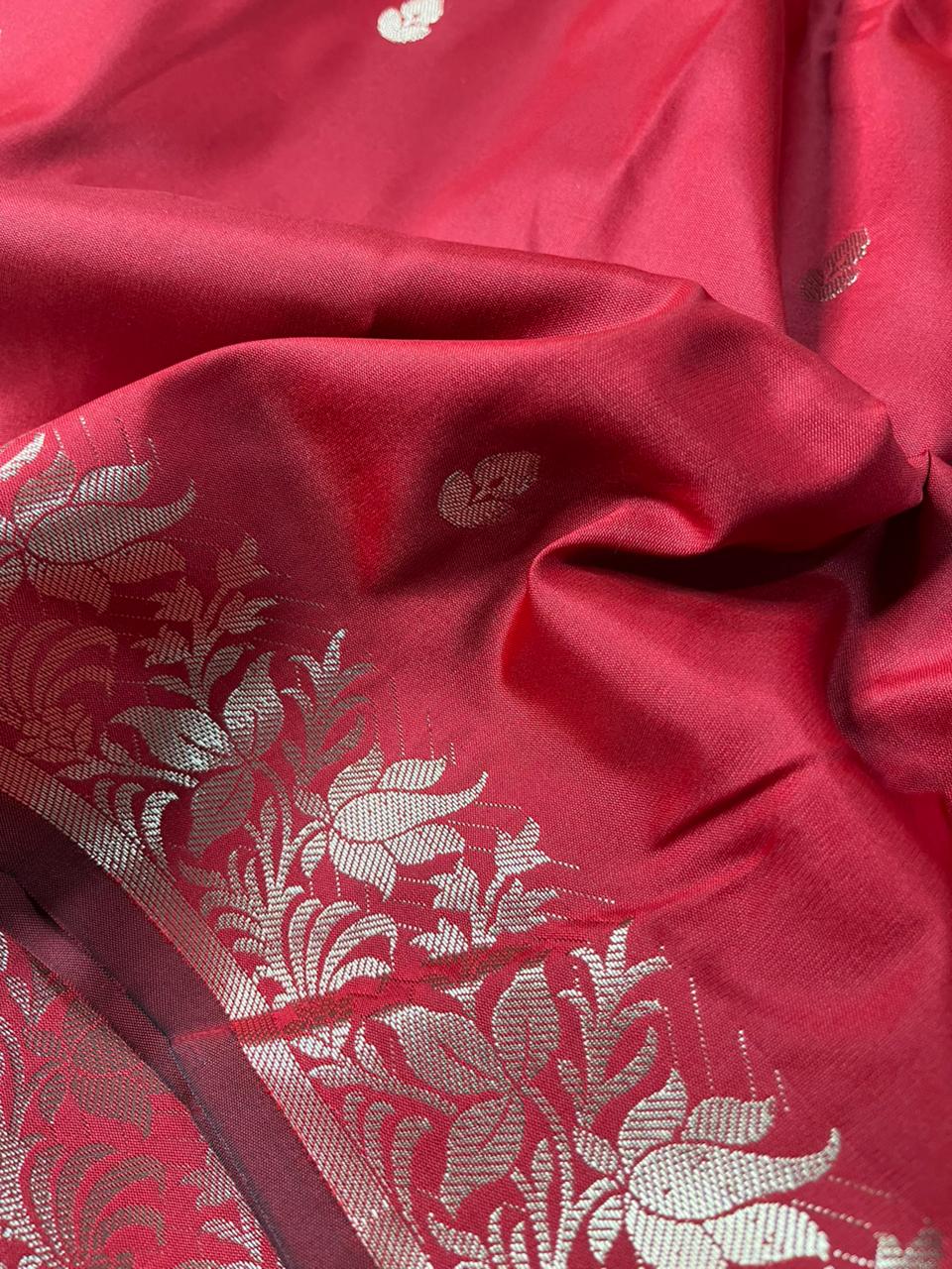 Banarasi semi katan silk saree with rich pallu and blouse