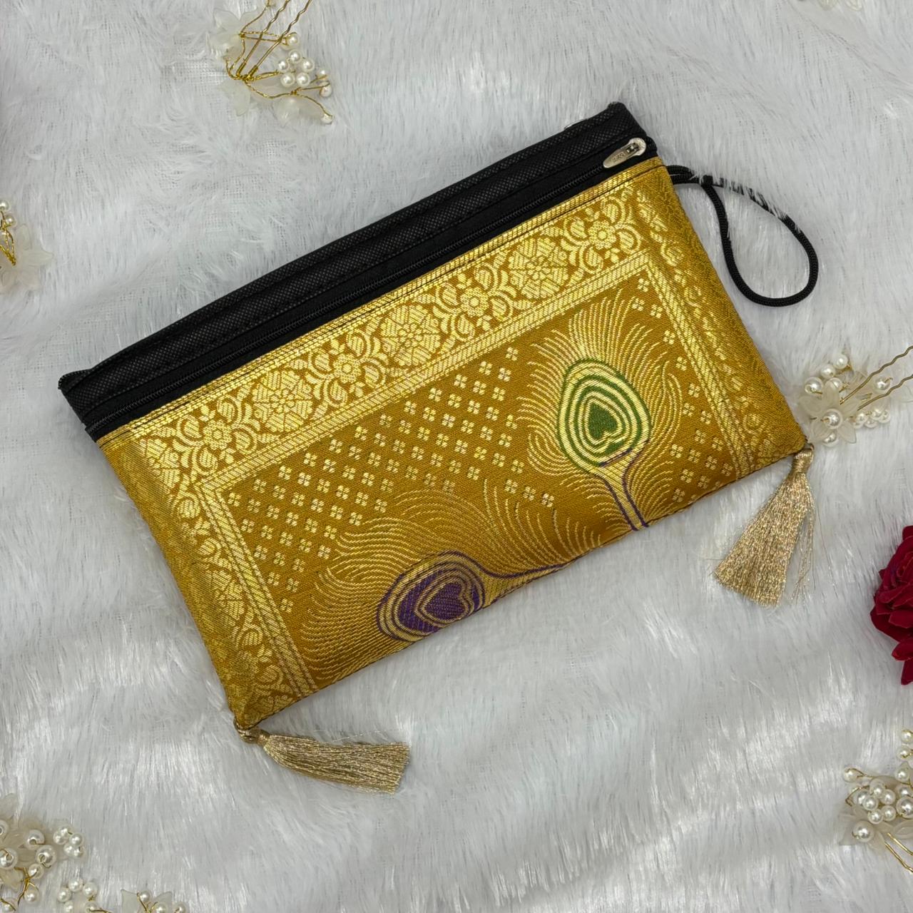 Beautiful Yellow Shade Handmade Banarasi Women Wallet