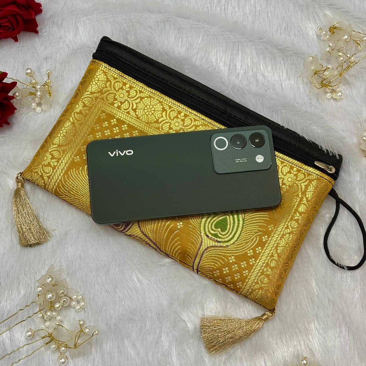 Beautiful Yellow Shade Handmade Banarasi Women Wallet