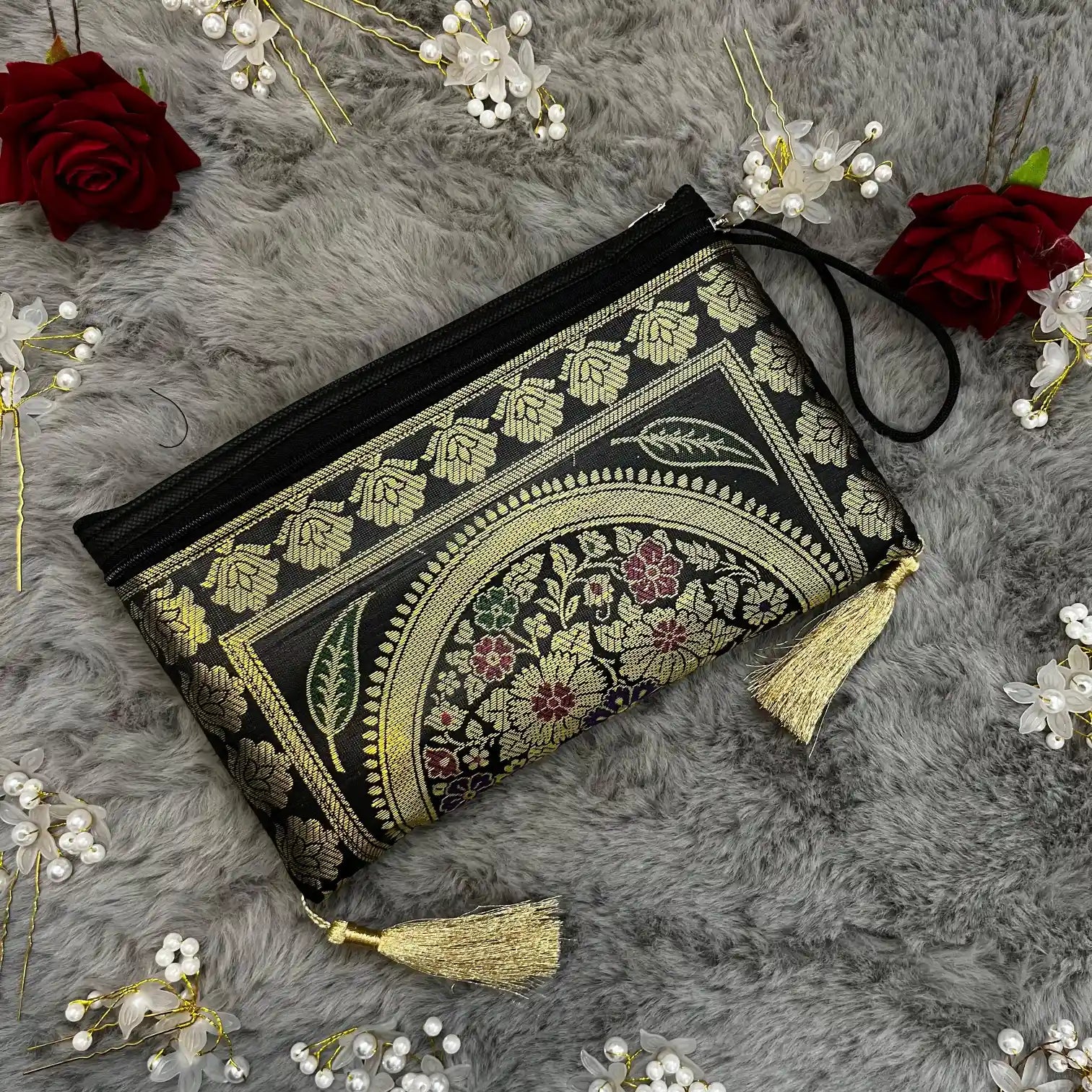 Black Shade Handmade Banarasi Women Wallet
