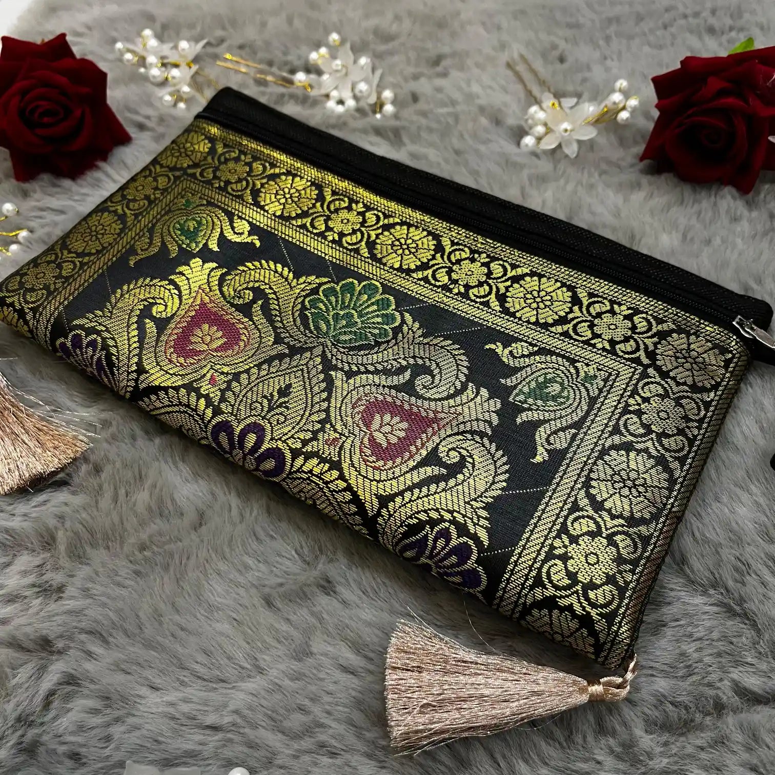 Black Shade Handmade Banarasi Women Wallet