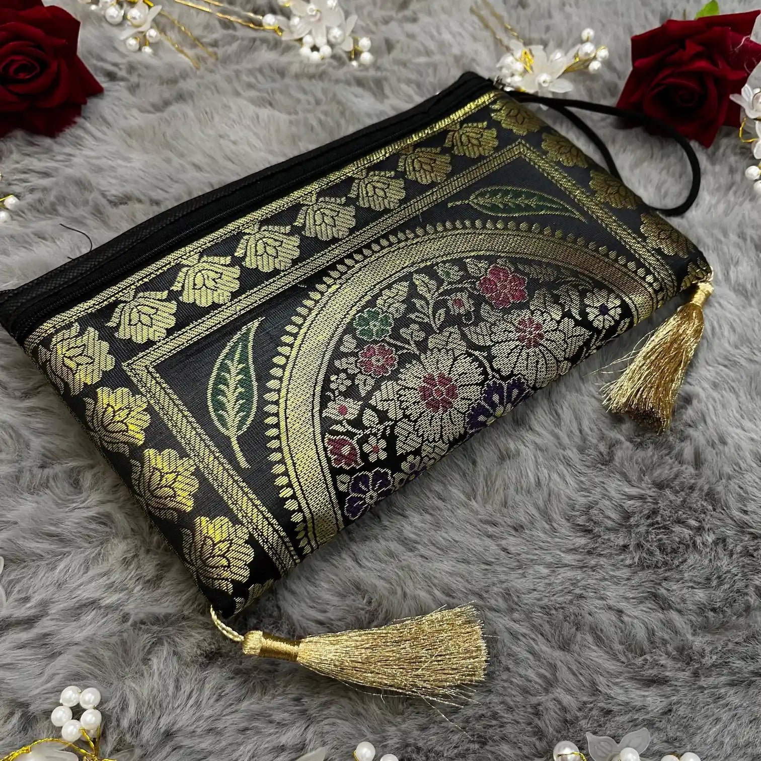 Black Shade Handmade Banarasi Women Wallet