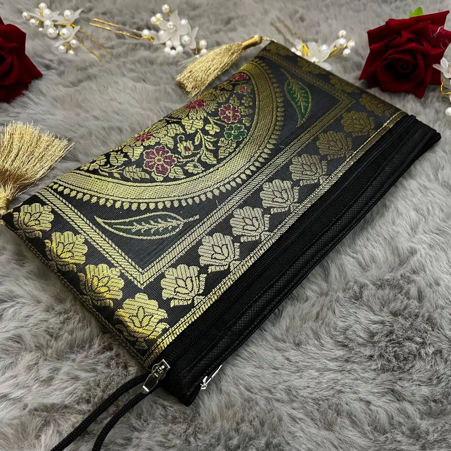 Black Shade Handmade Banarasi Women Wallet