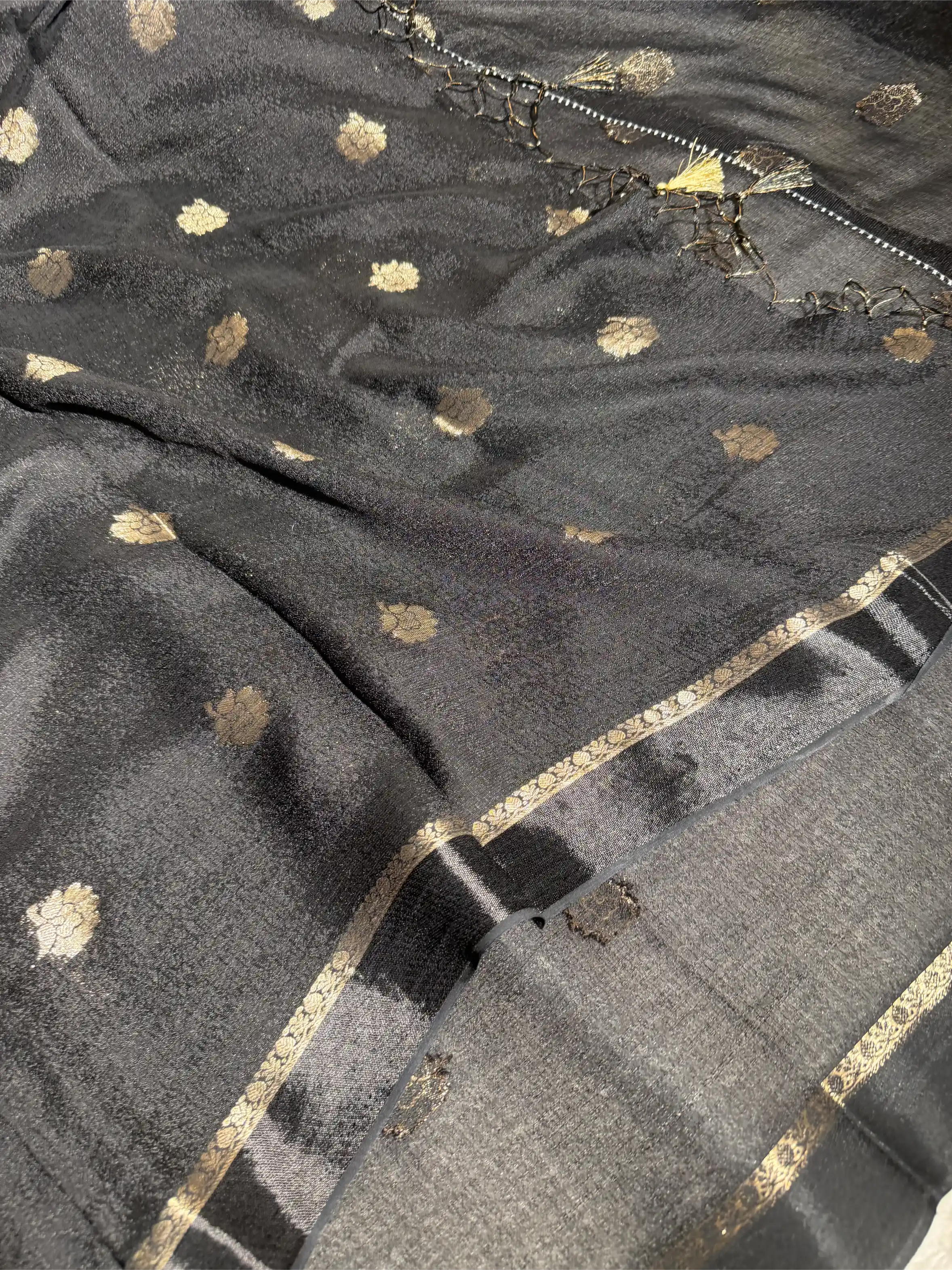 Black Viscose Georgette Silk Traditional Buta Banarasi Saree