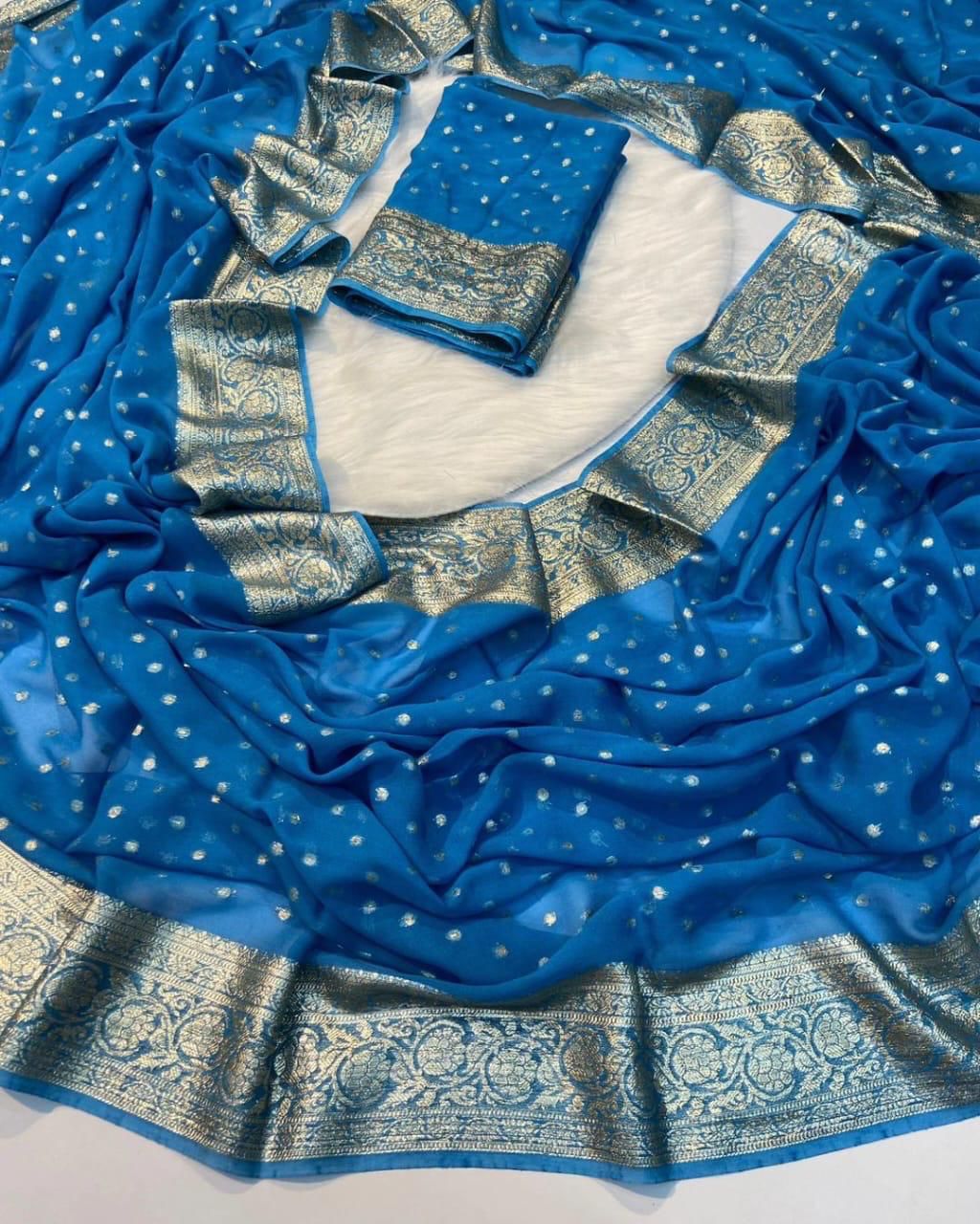 Blue Color Viscose Georgette Saree