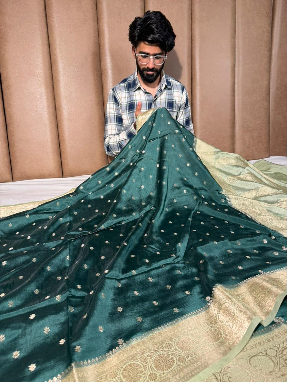 Bottle Green Soft Georgette Traditional Banarasi Saree