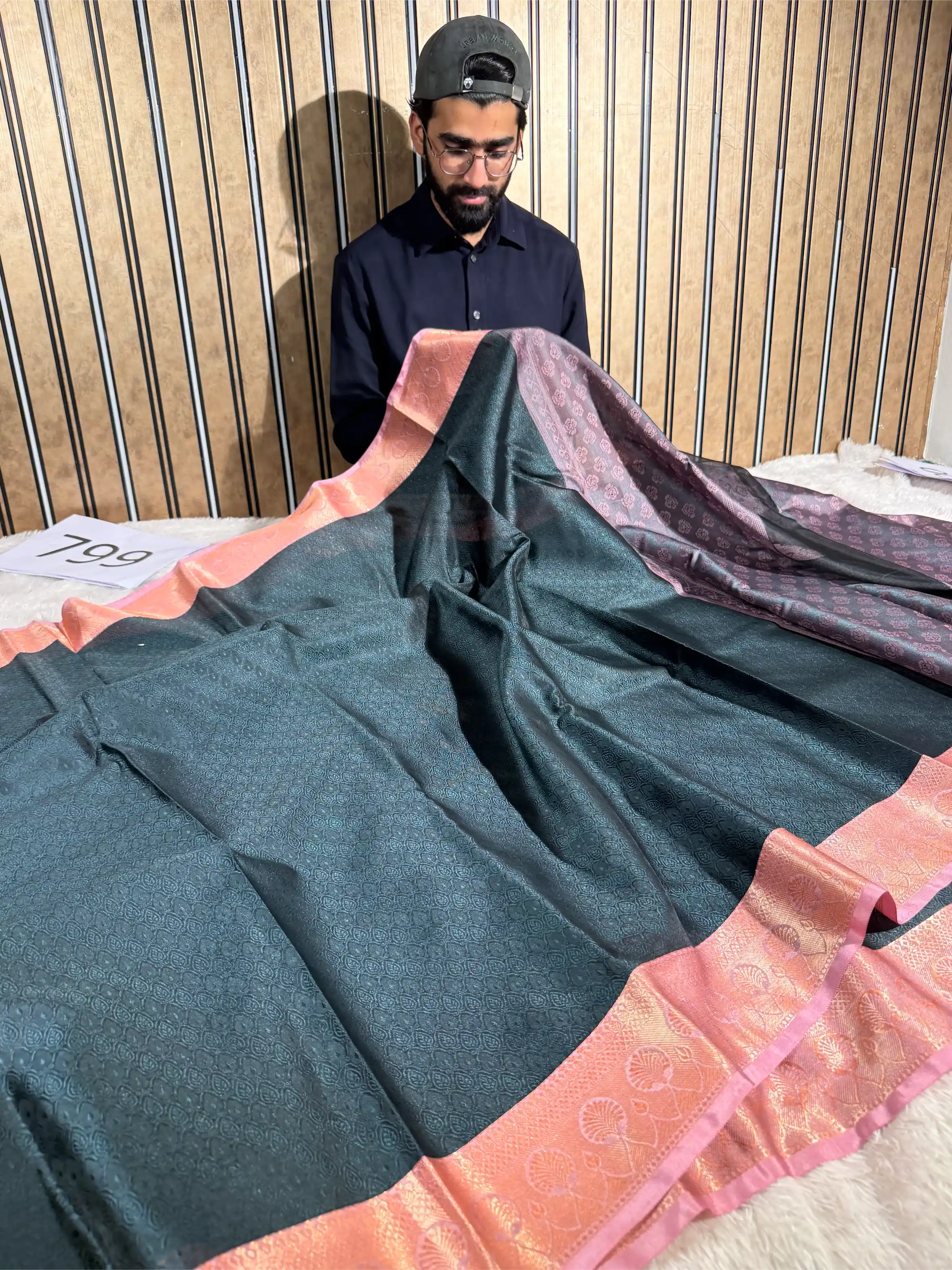 Bottle Green SoftSilk Banarasi Saree