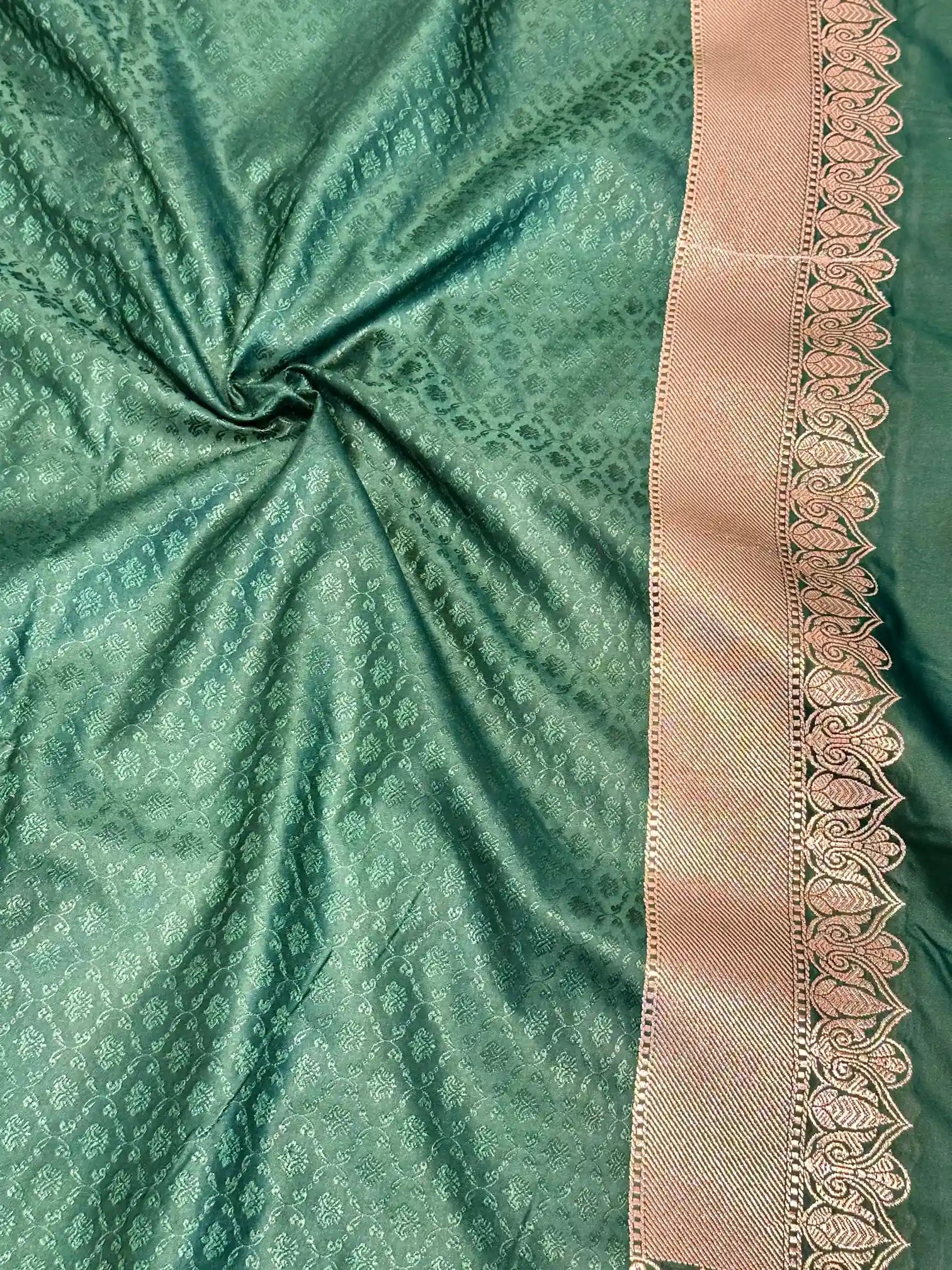 Bottle Green Traditional Weave Mashru Katan Saree