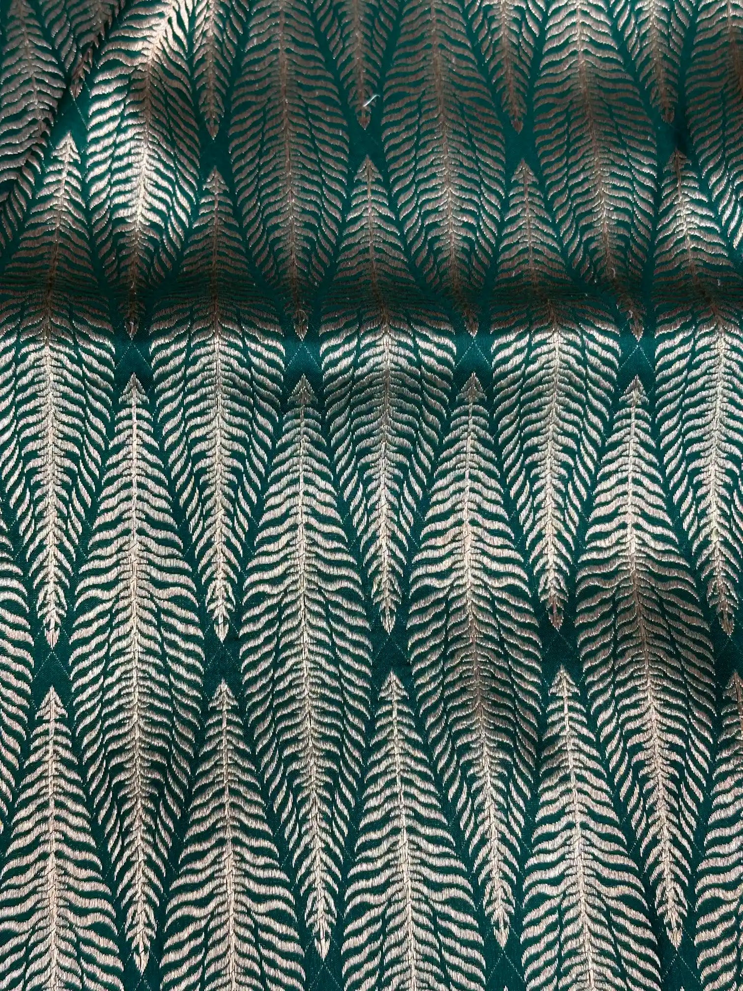Bottle Green Tiger Skin Pure Katan Silk Saree