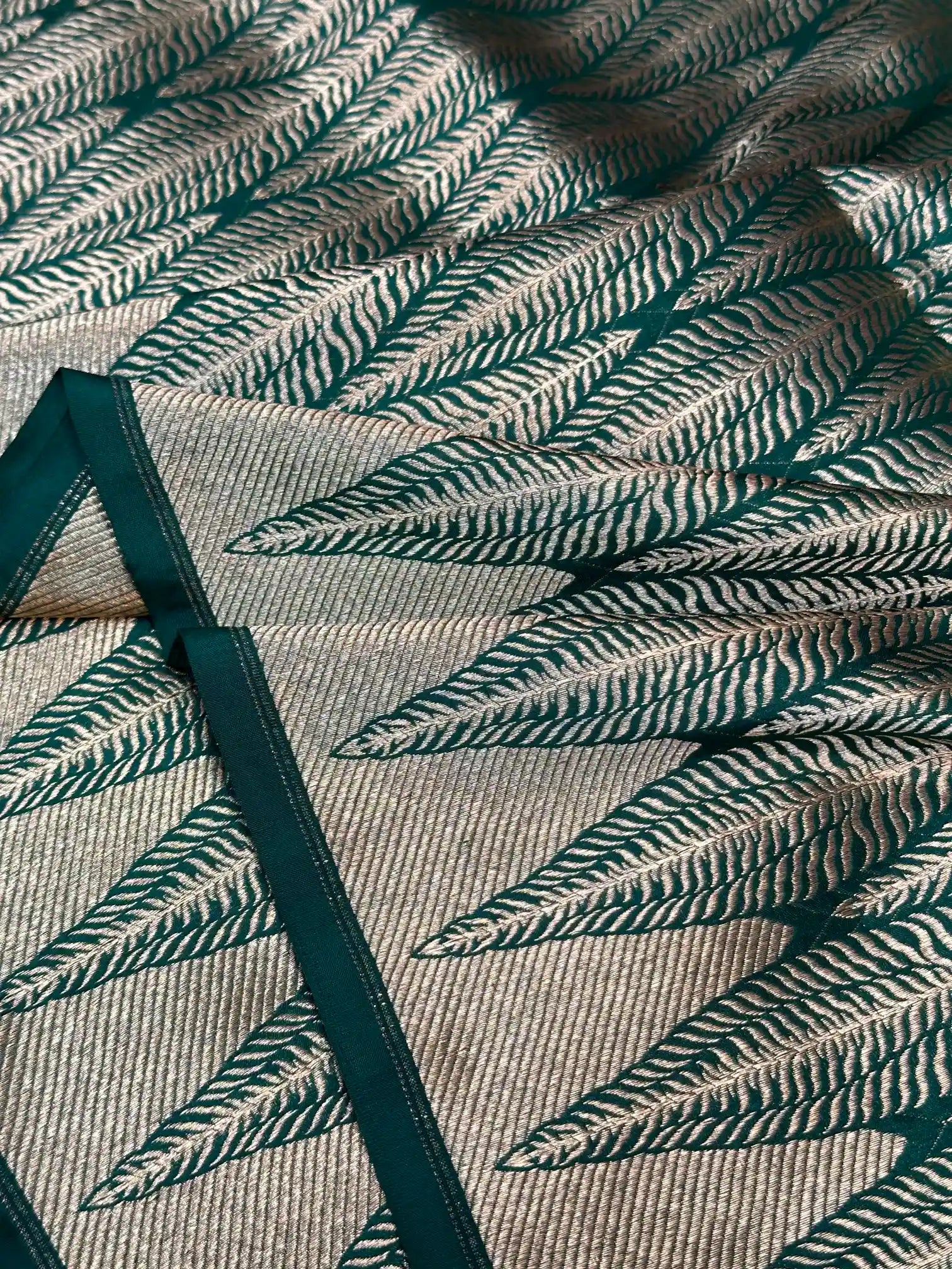Bottle Green Tiger Skin Pure Katan Silk Saree